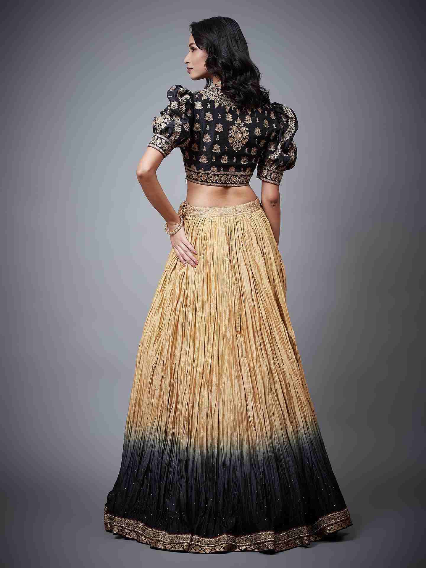 Black & Beige Satnam Lehenga Set