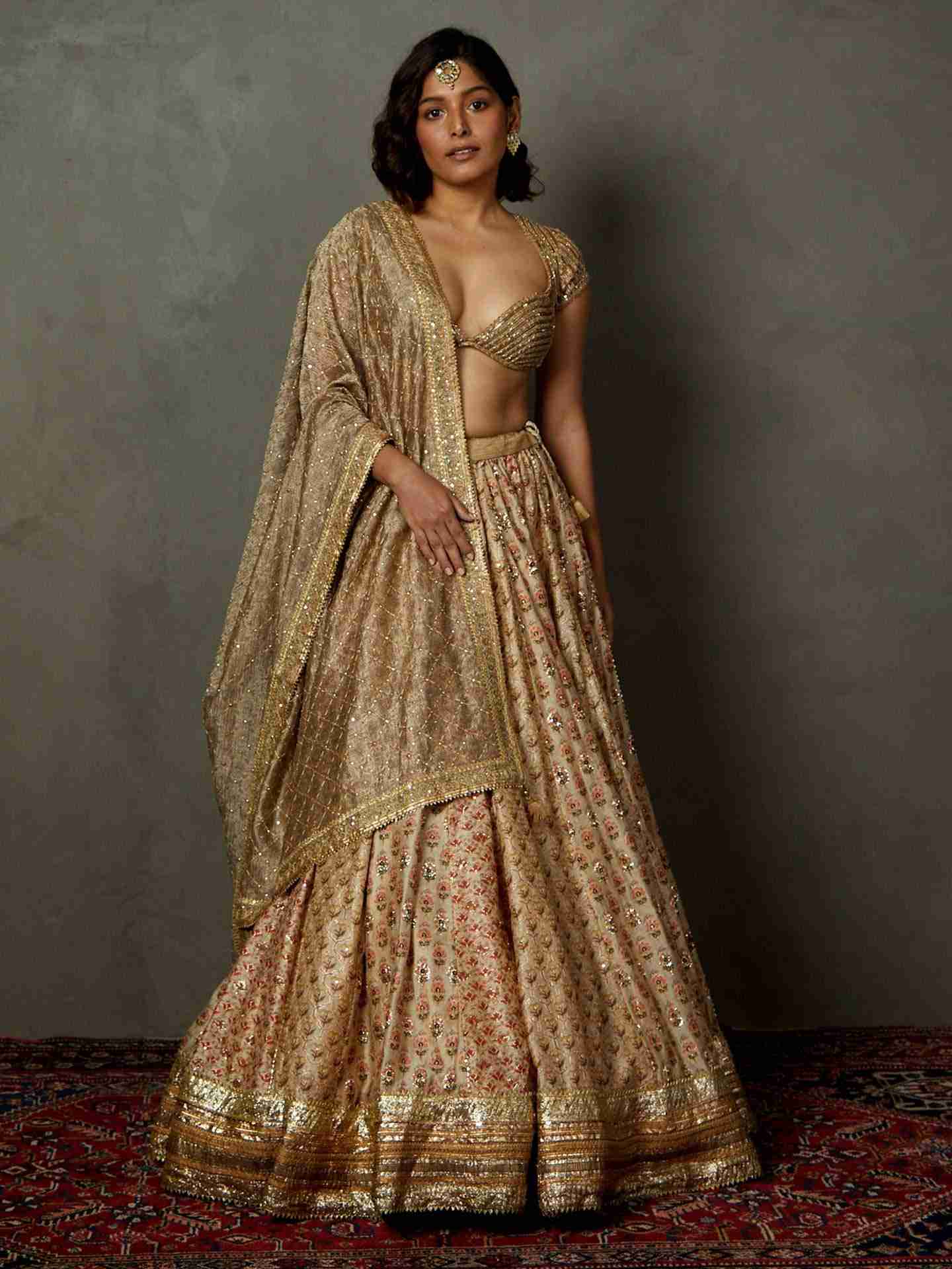Off White & Multi Rajwadi Lehenga Set