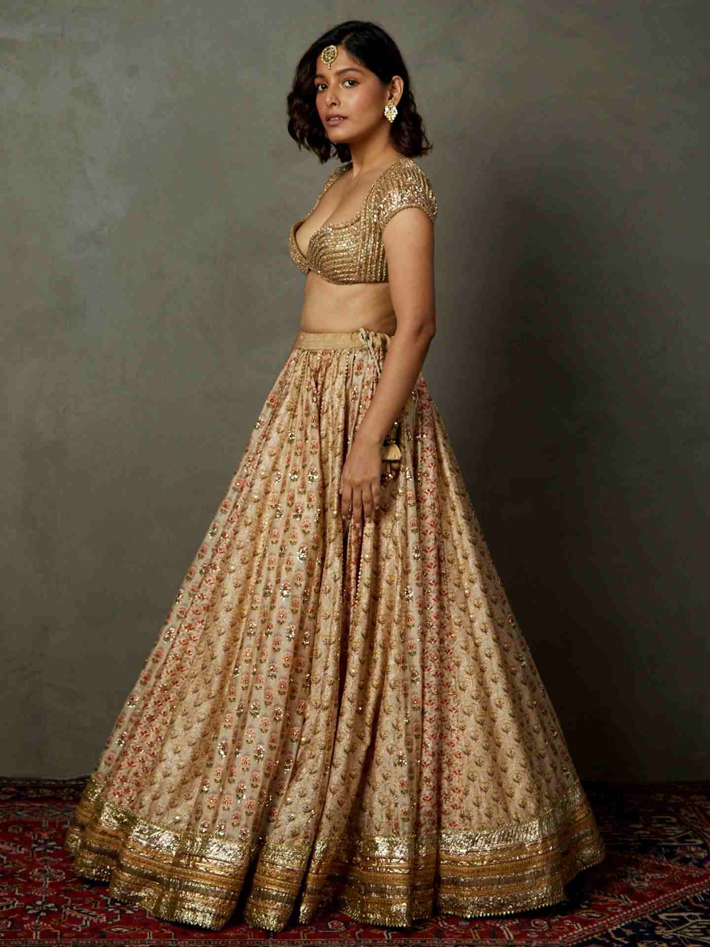 Off White & Multi Rajwadi Lehenga Set