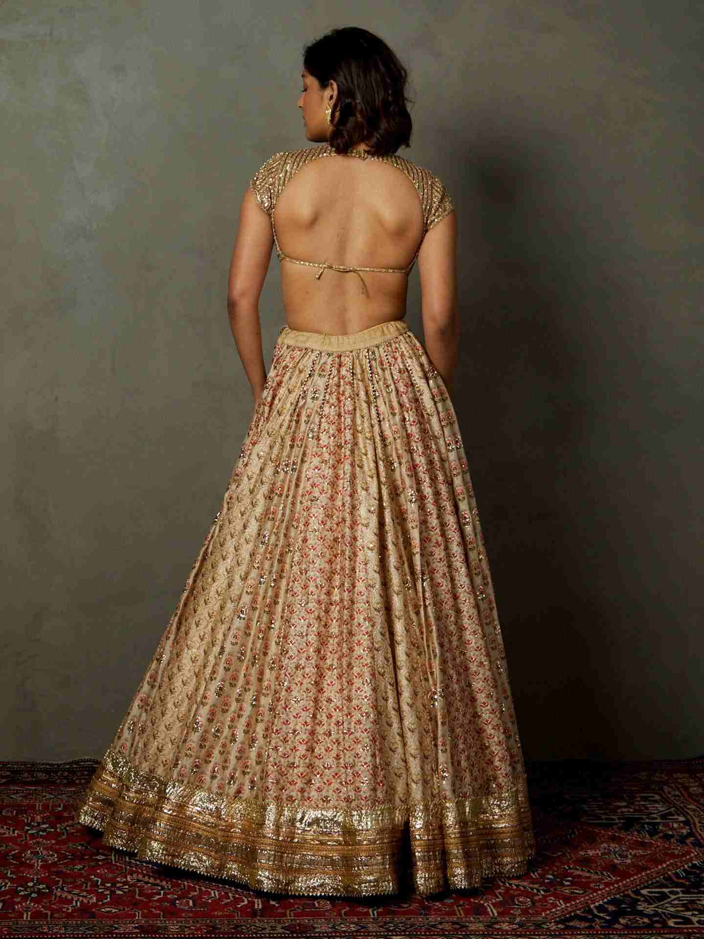 Off White & Multi Rajwadi Lehenga Set