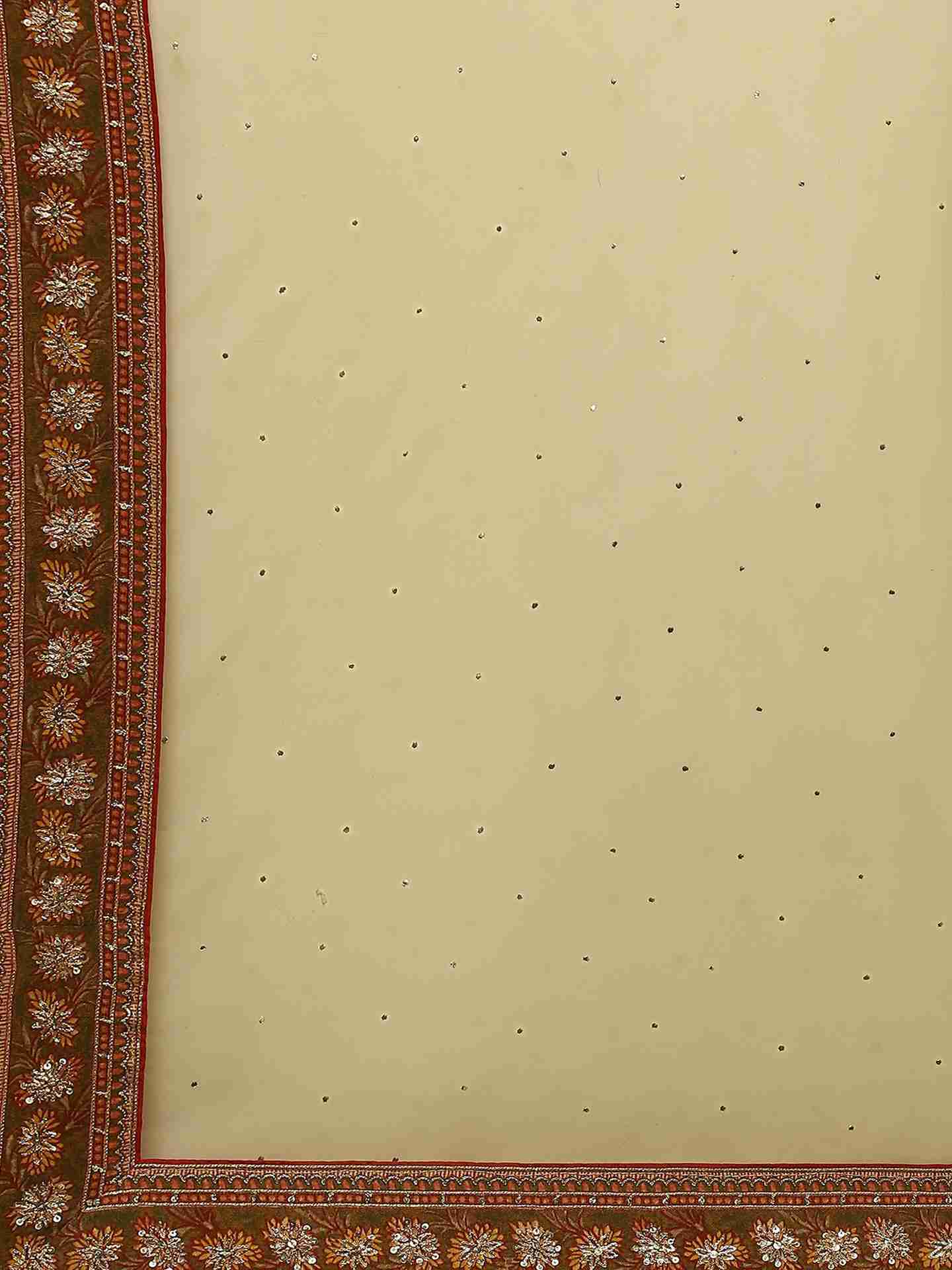 Rust & Multi Rushafi Lehenga Set