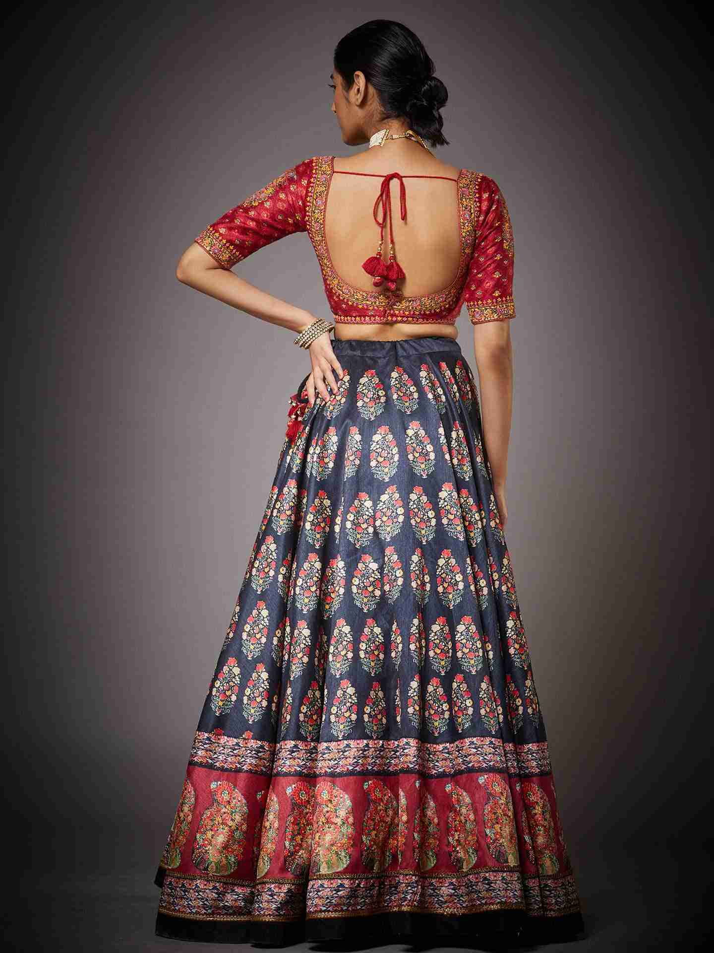 Black & Multi Anardana Lehenga Set