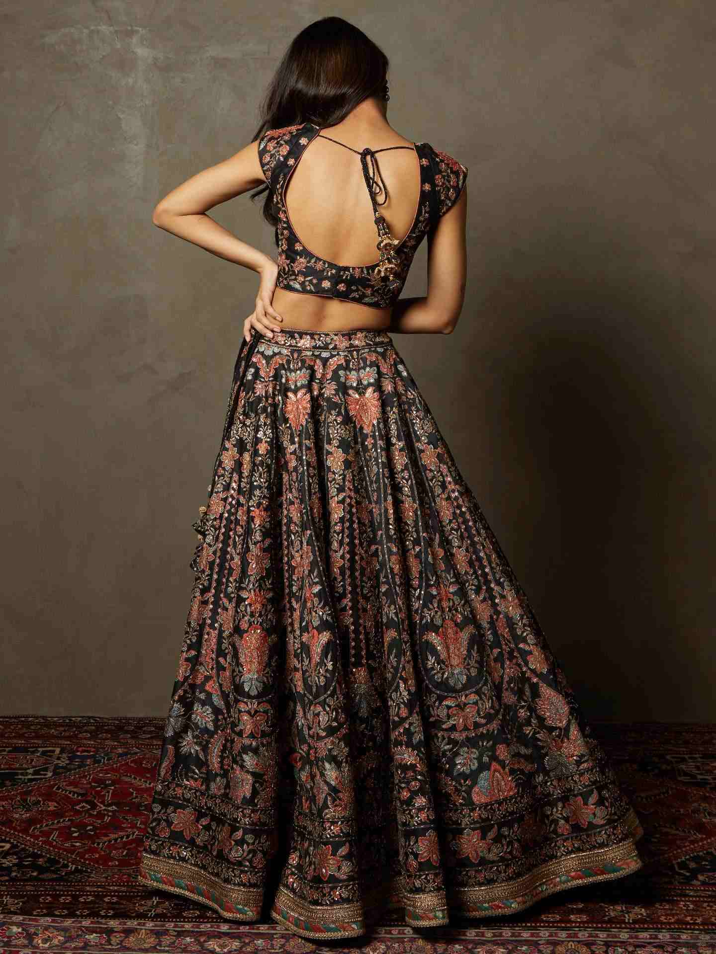 Black & Multi Avena Lehenga Set