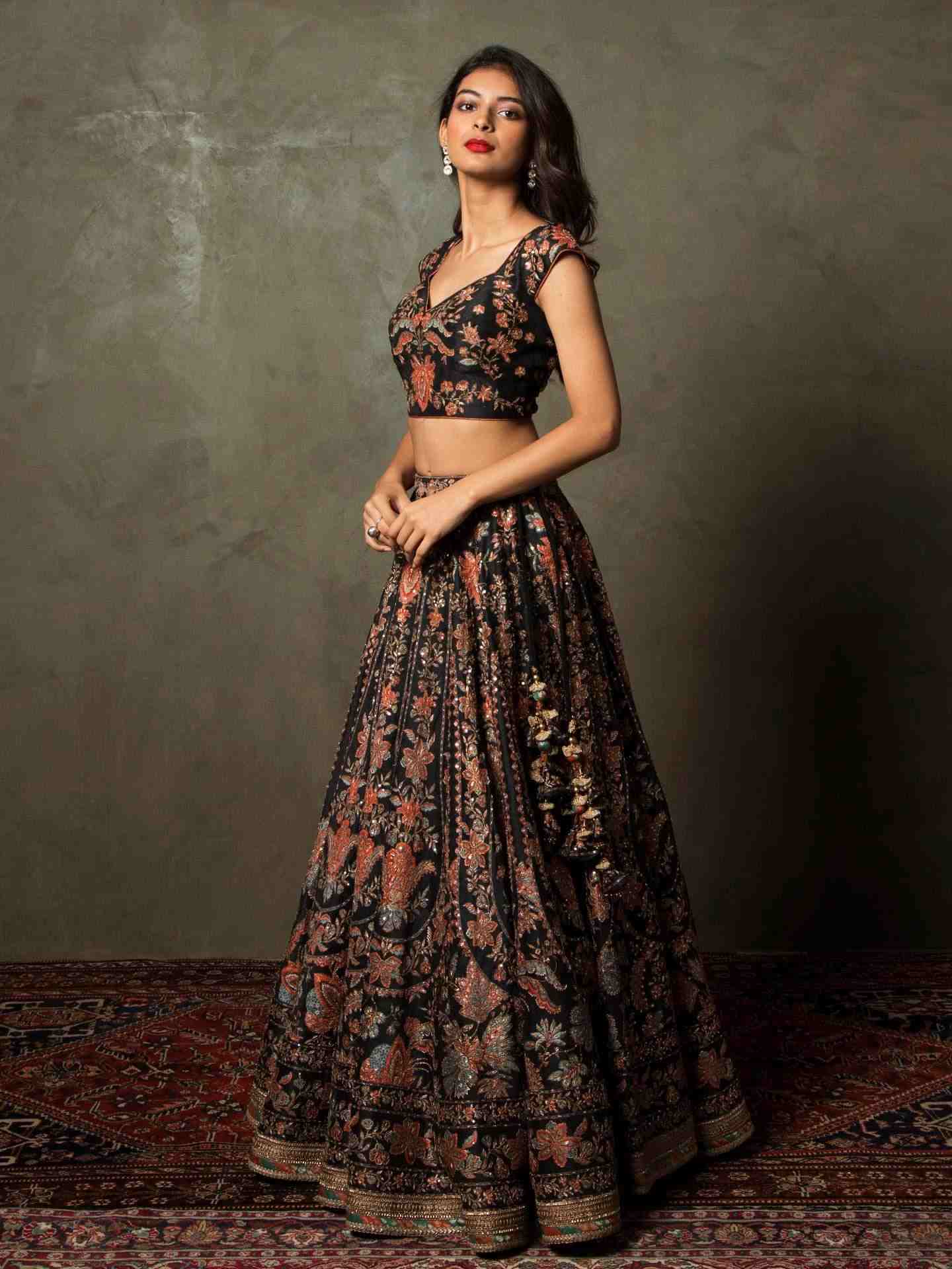 Black & Multi Avena Lehenga Set