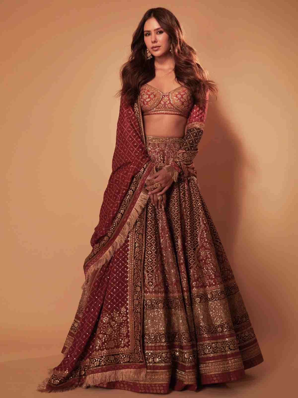 Prune & Burgundy Satnam Lehenga Set