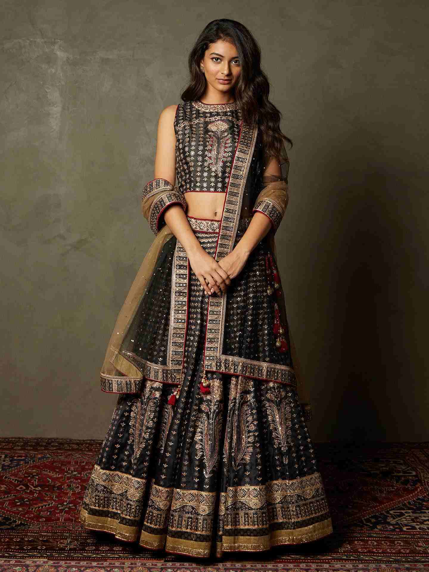 Black & Beige Sarvada Lehenga Set