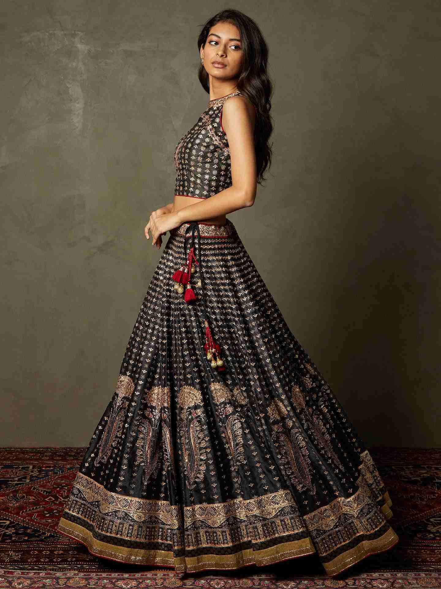 Black & Beige Sarvada Lehenga Set