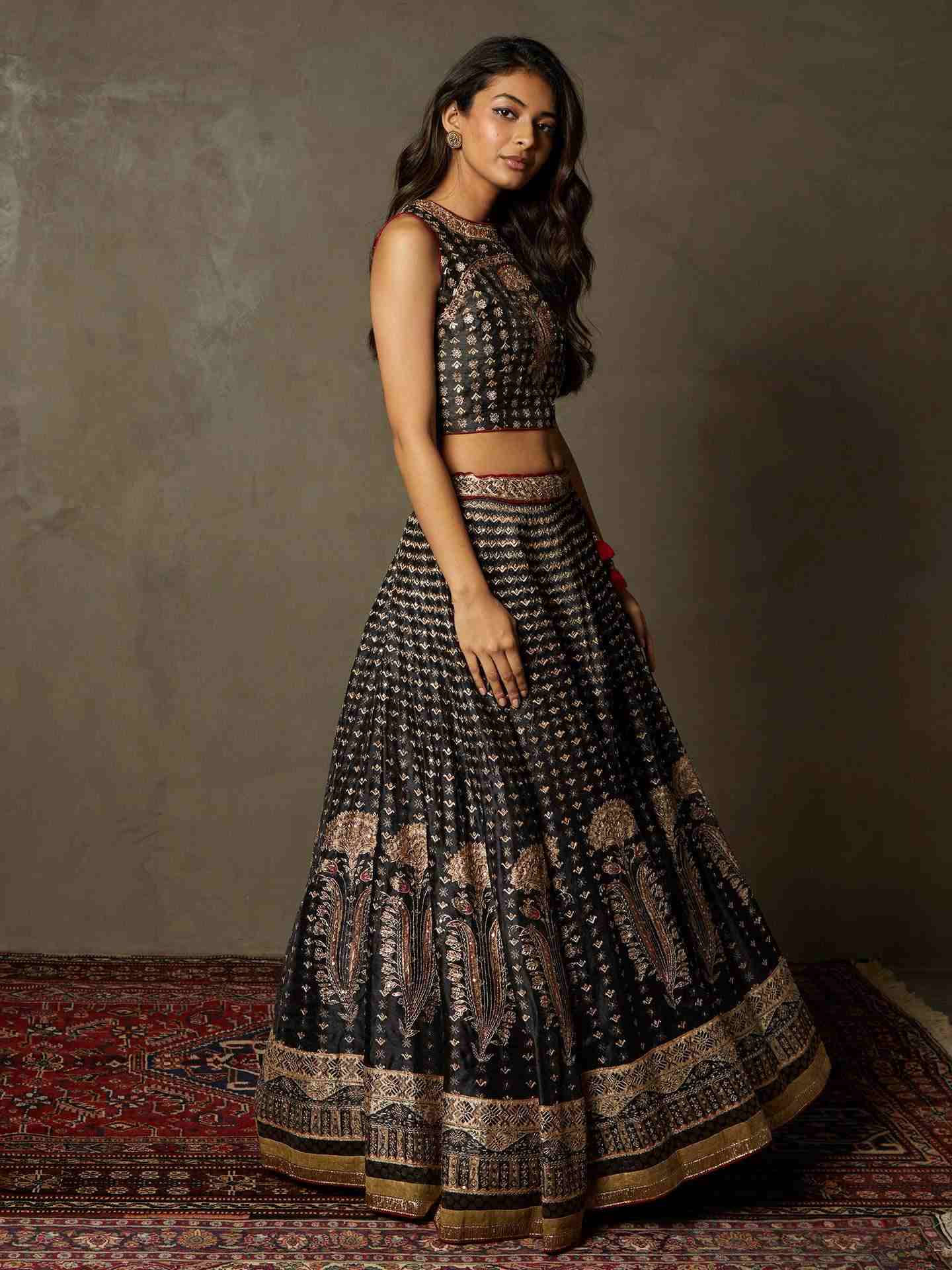 Black & Beige Sarvada Lehenga Set