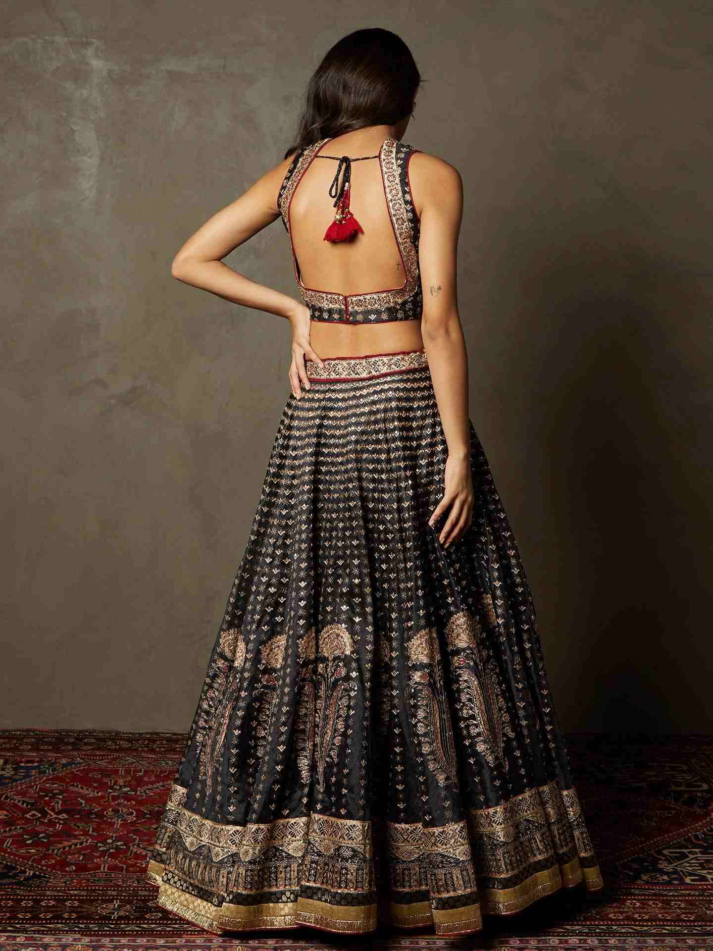 Black & Beige Sarvada Lehenga Set