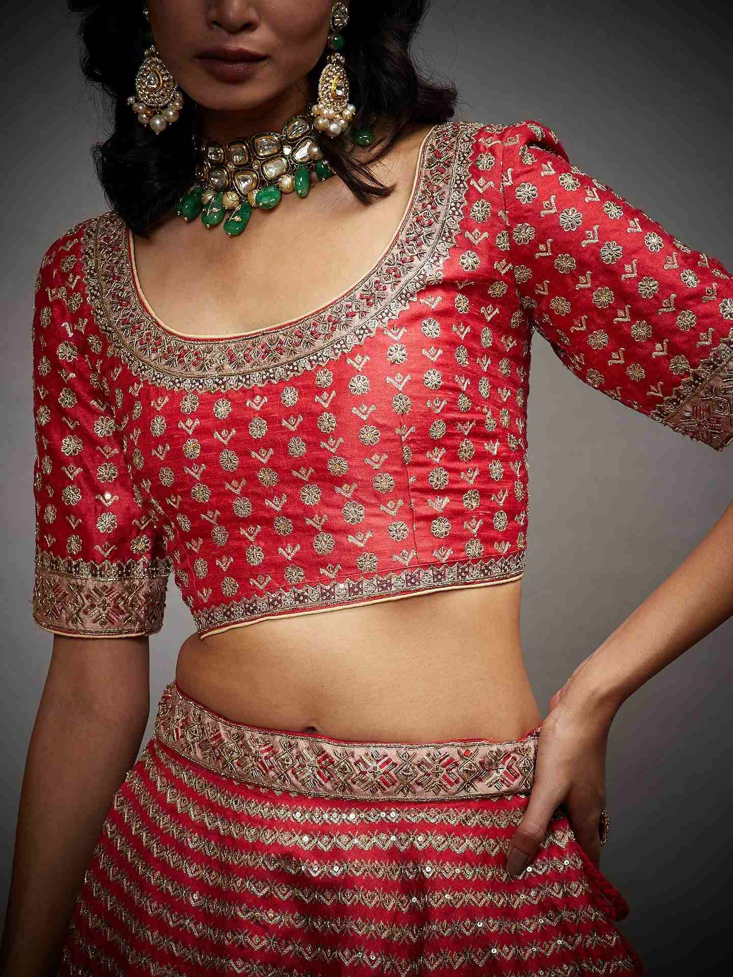 Red Sarvada Lehenga Set