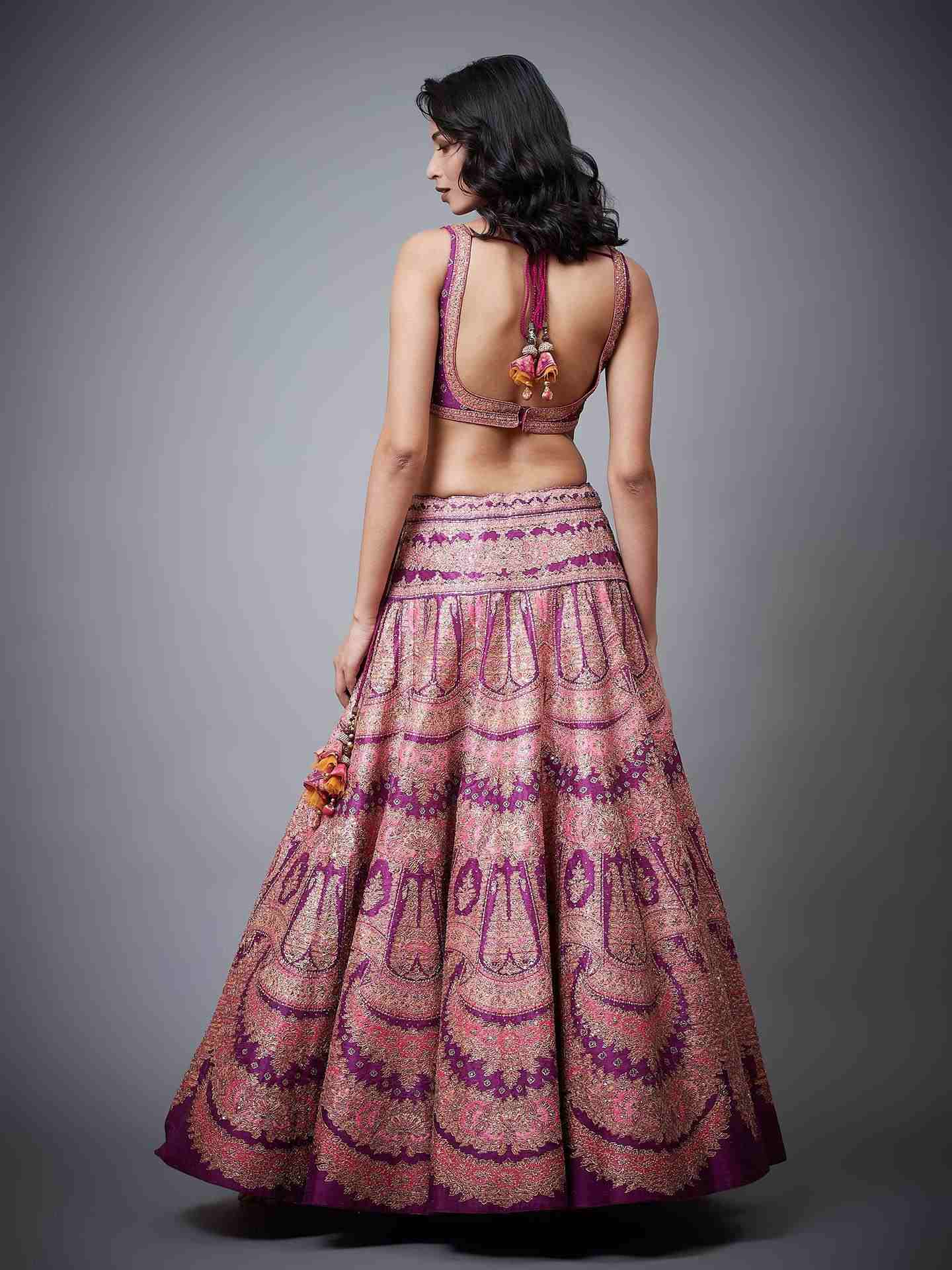 Purple & Mustard Marigold Lehenga Set