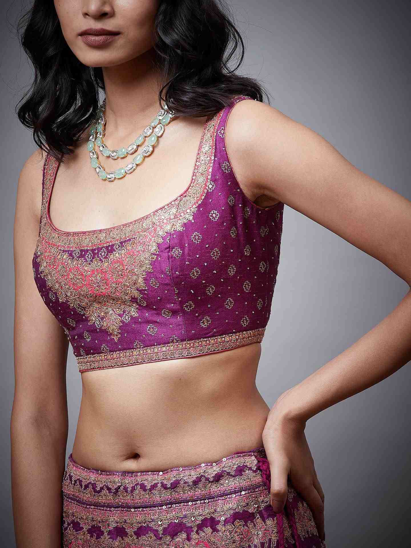 Purple & Mustard Marigold Lehenga Set