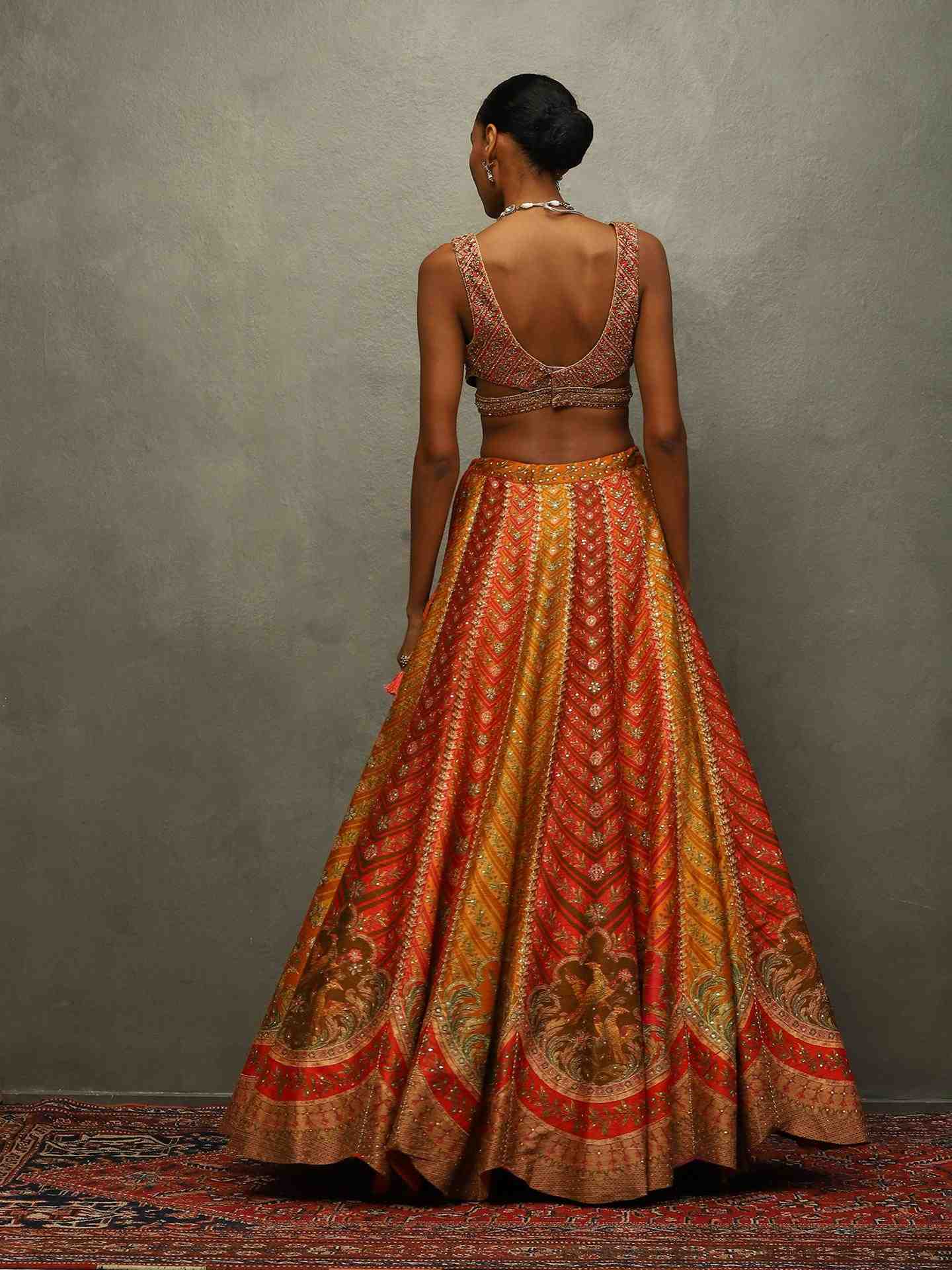Red & Multi Jasveera Lehenga Set