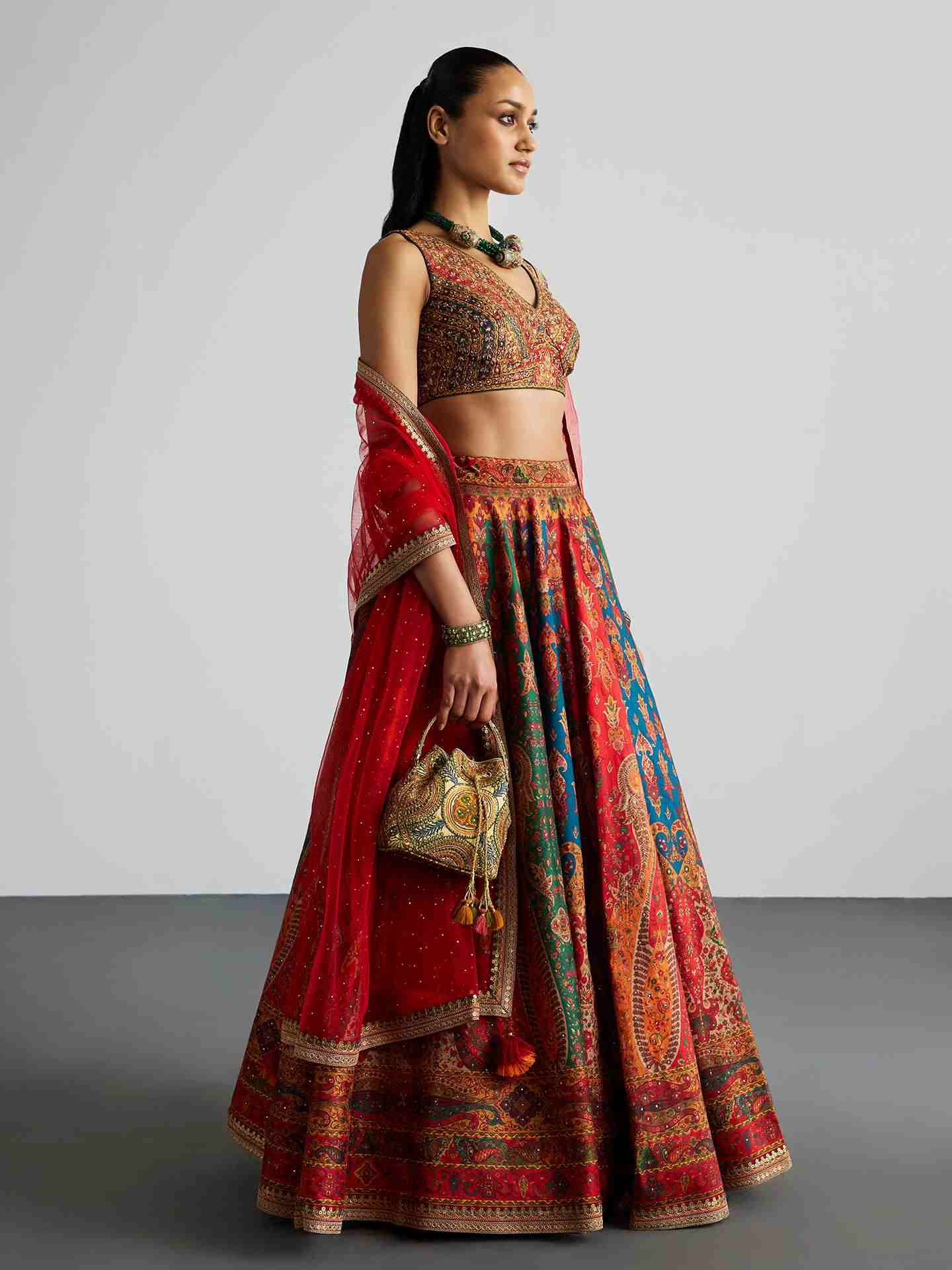 Red & Multi Jaisalmer Lehenga Set