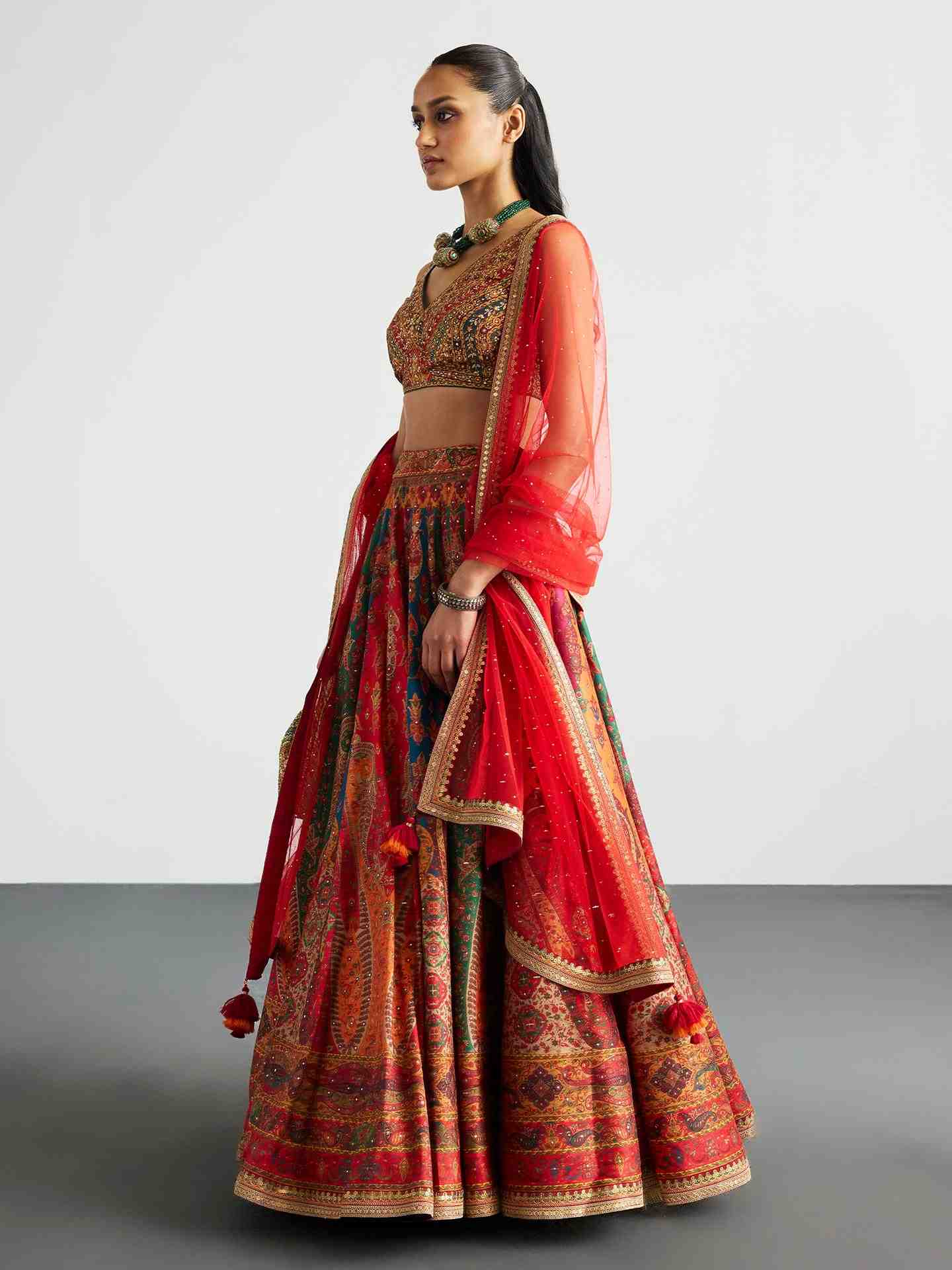 Red & Multi Jaisalmer Lehenga Set