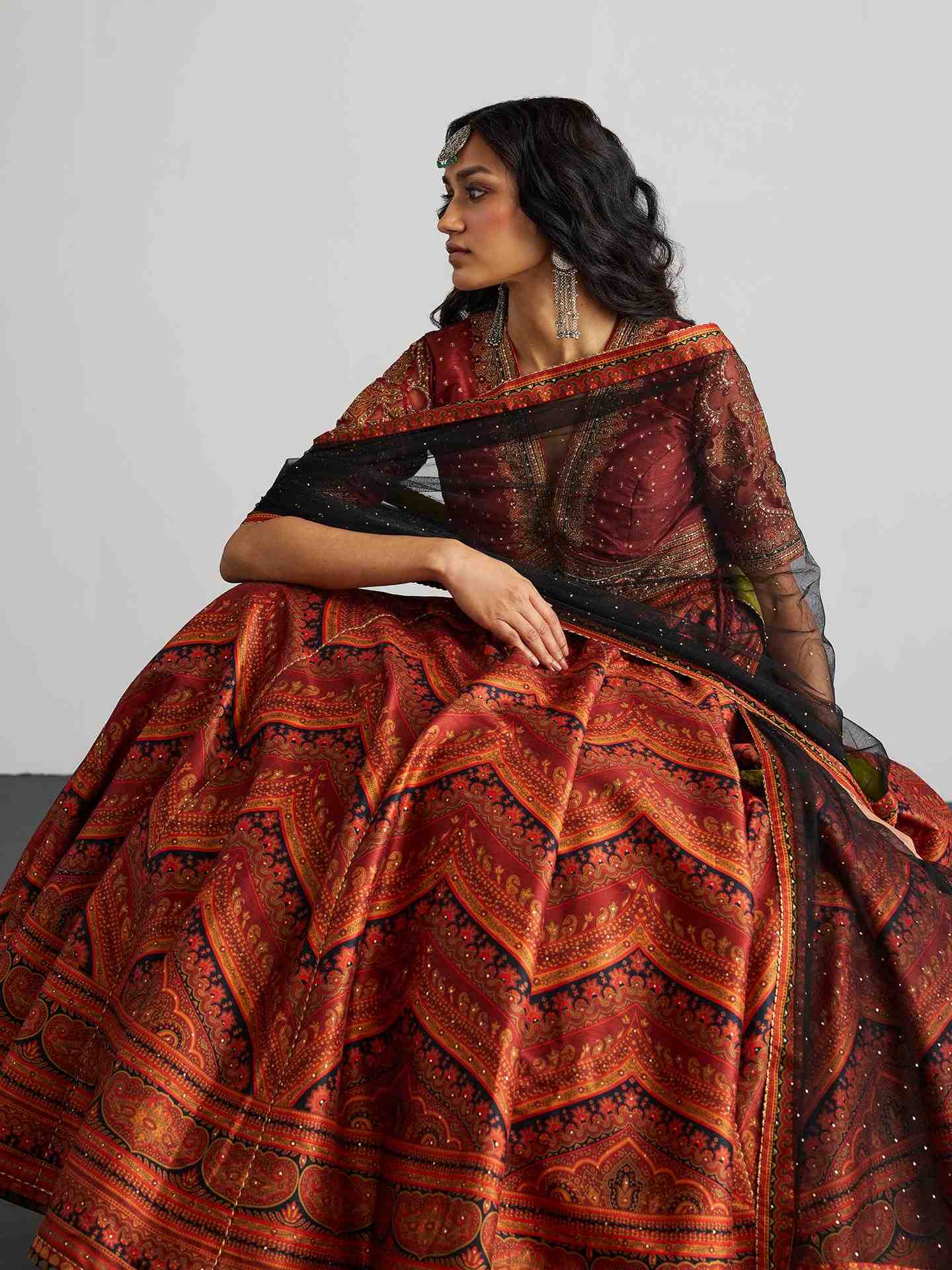 Black & Rust Vasu Lehenga Set
