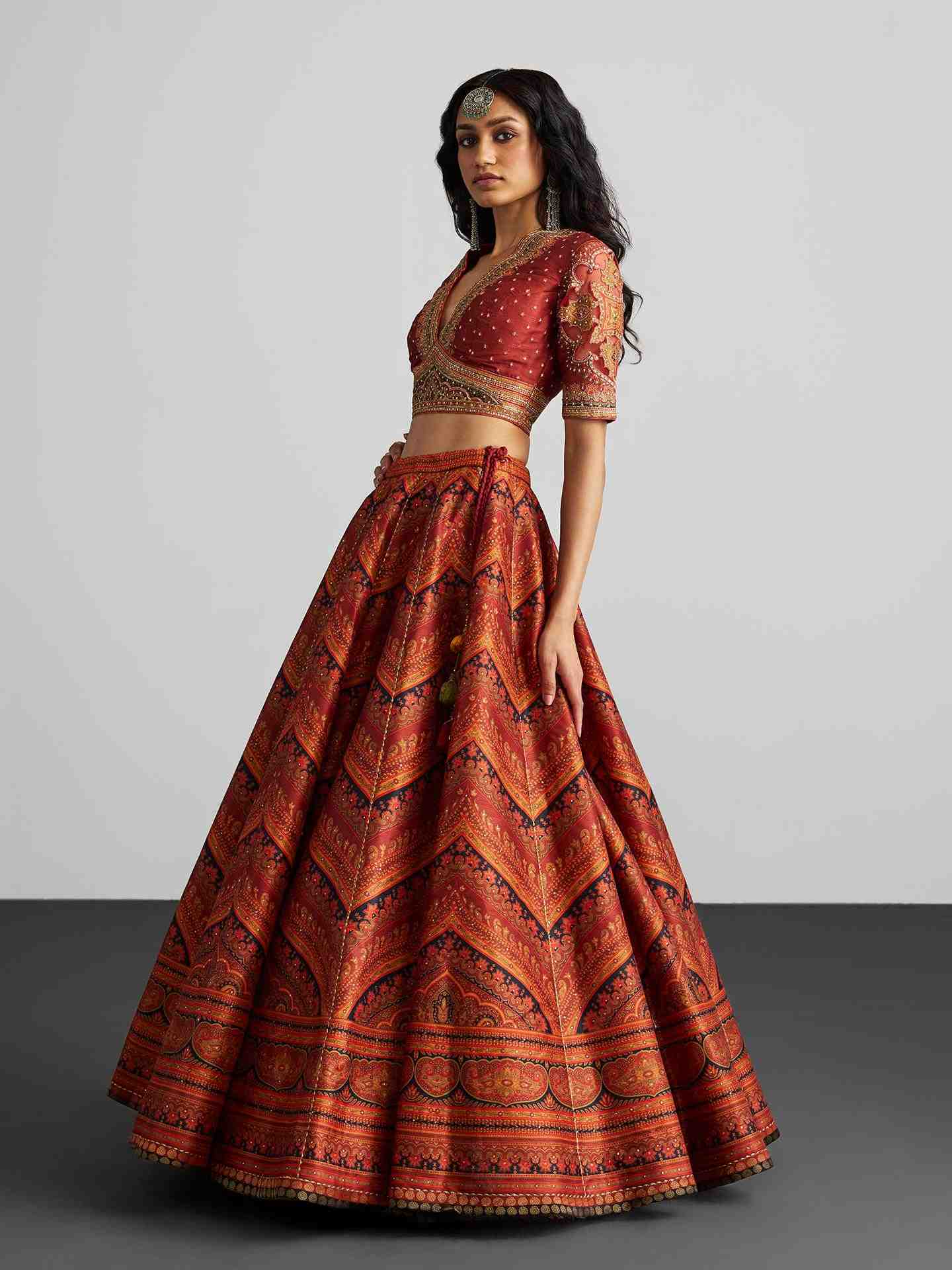 Black & Rust Vasu Lehenga Set