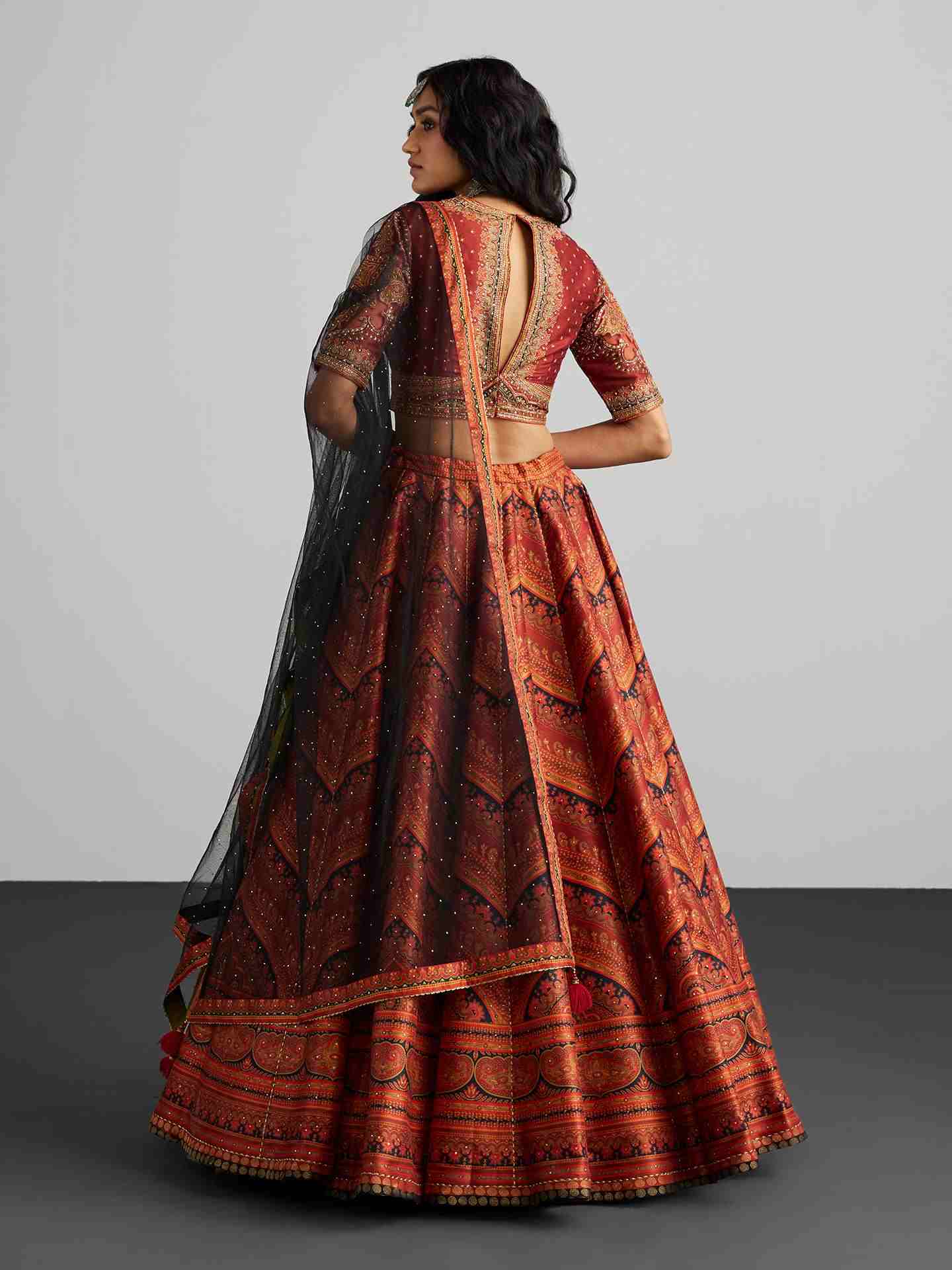 Black & Rust Vasu Lehenga Set
