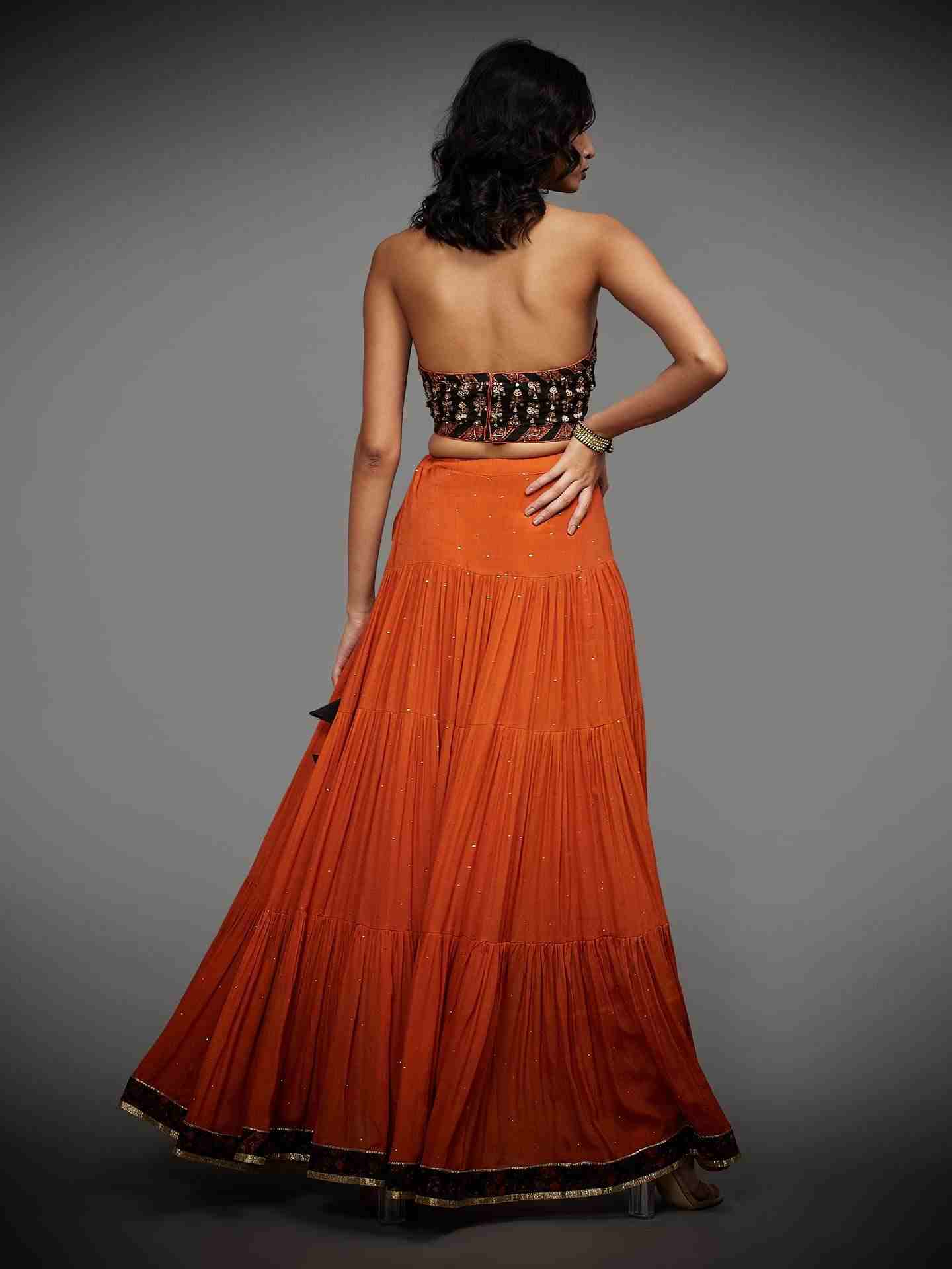 Rust & Black Cheepa Lehenga Set
