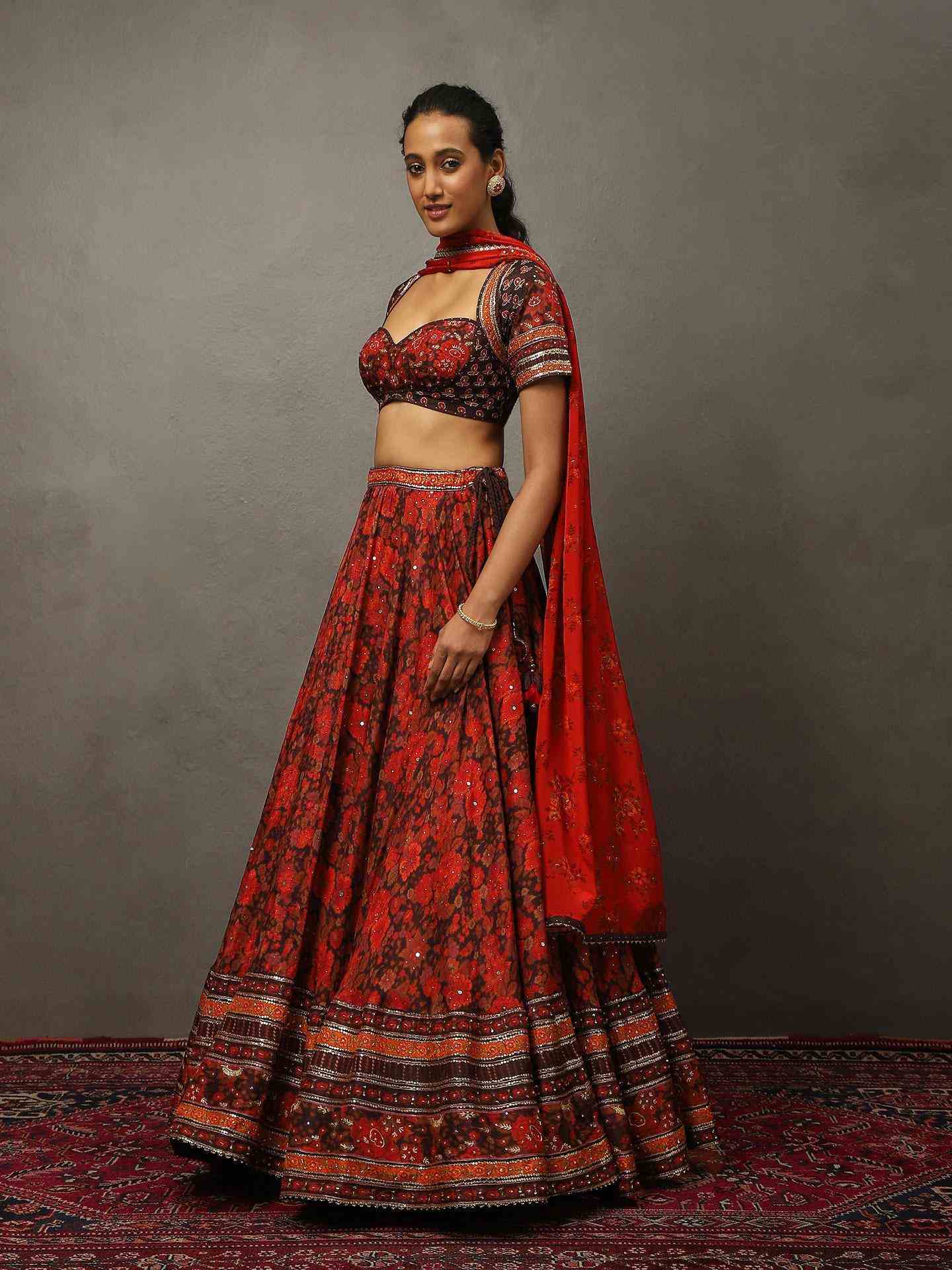 Wine Salsa Red Camilee Lehenga Set