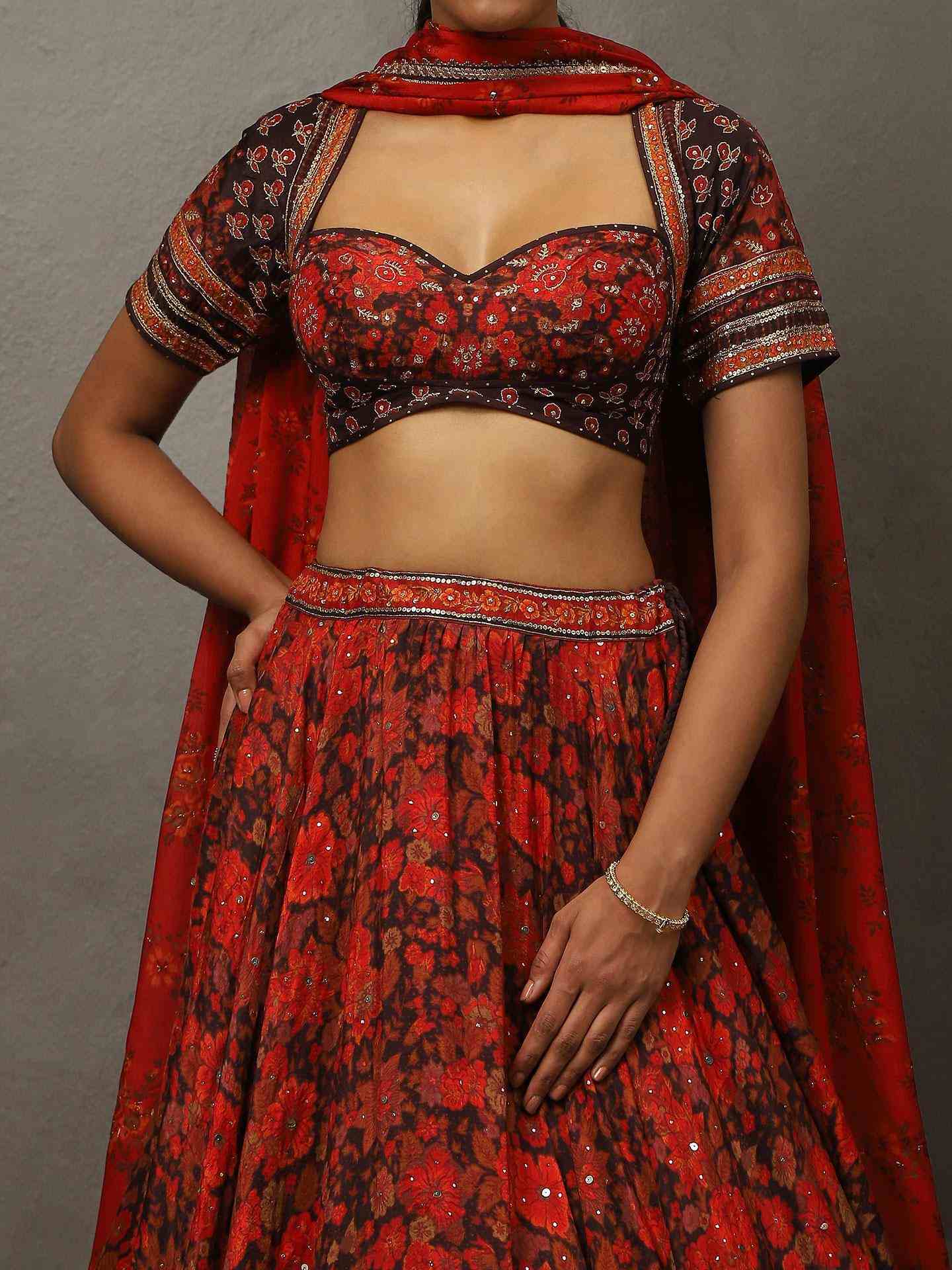 Wine Salsa Red Camilee Lehenga Set