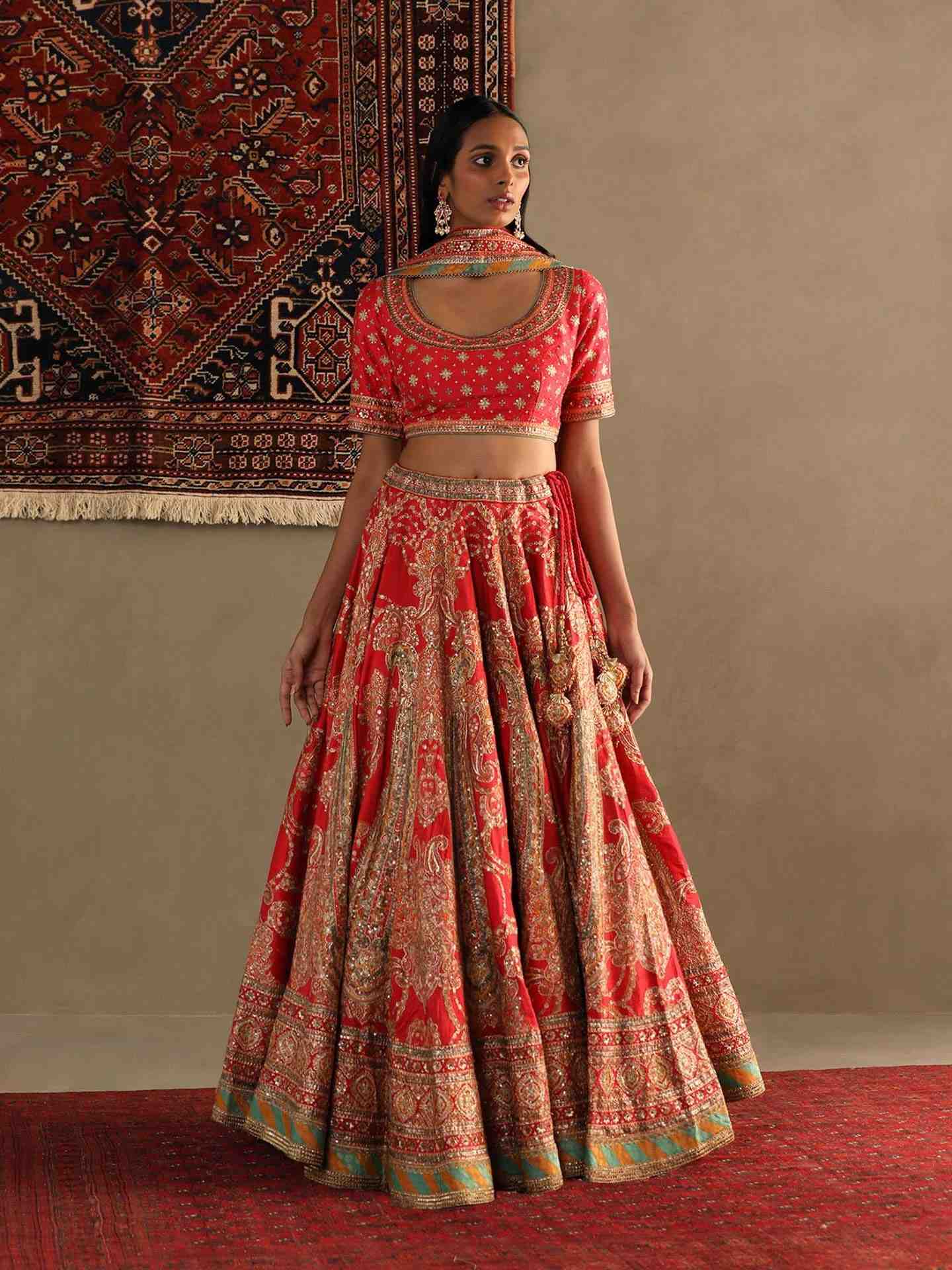 Red Rukmini Lehenga Set