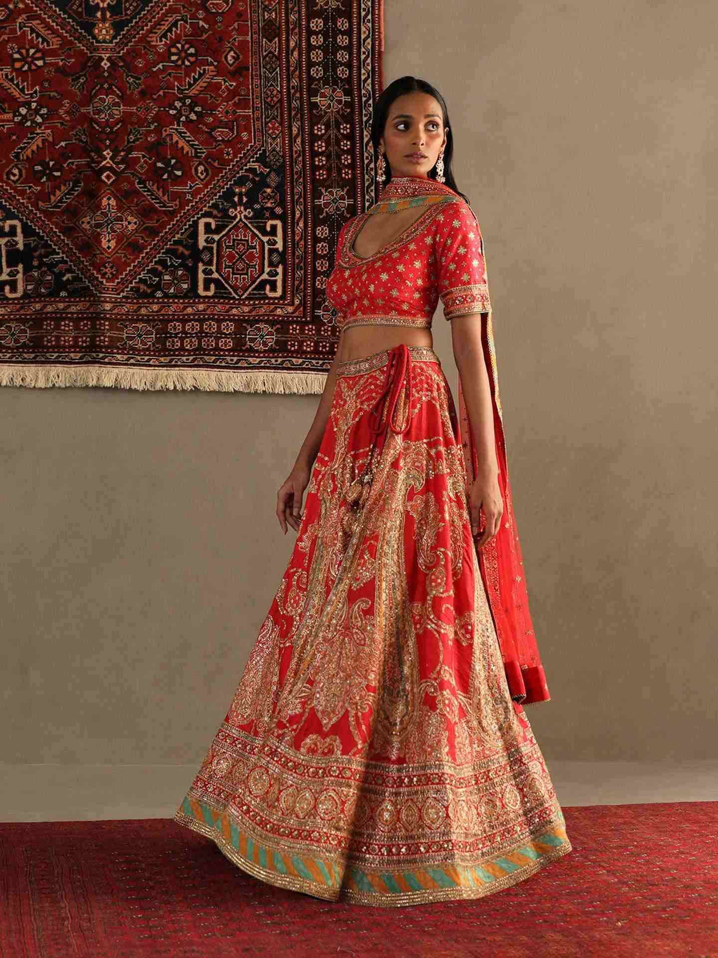 Red Rukmini Lehenga Set