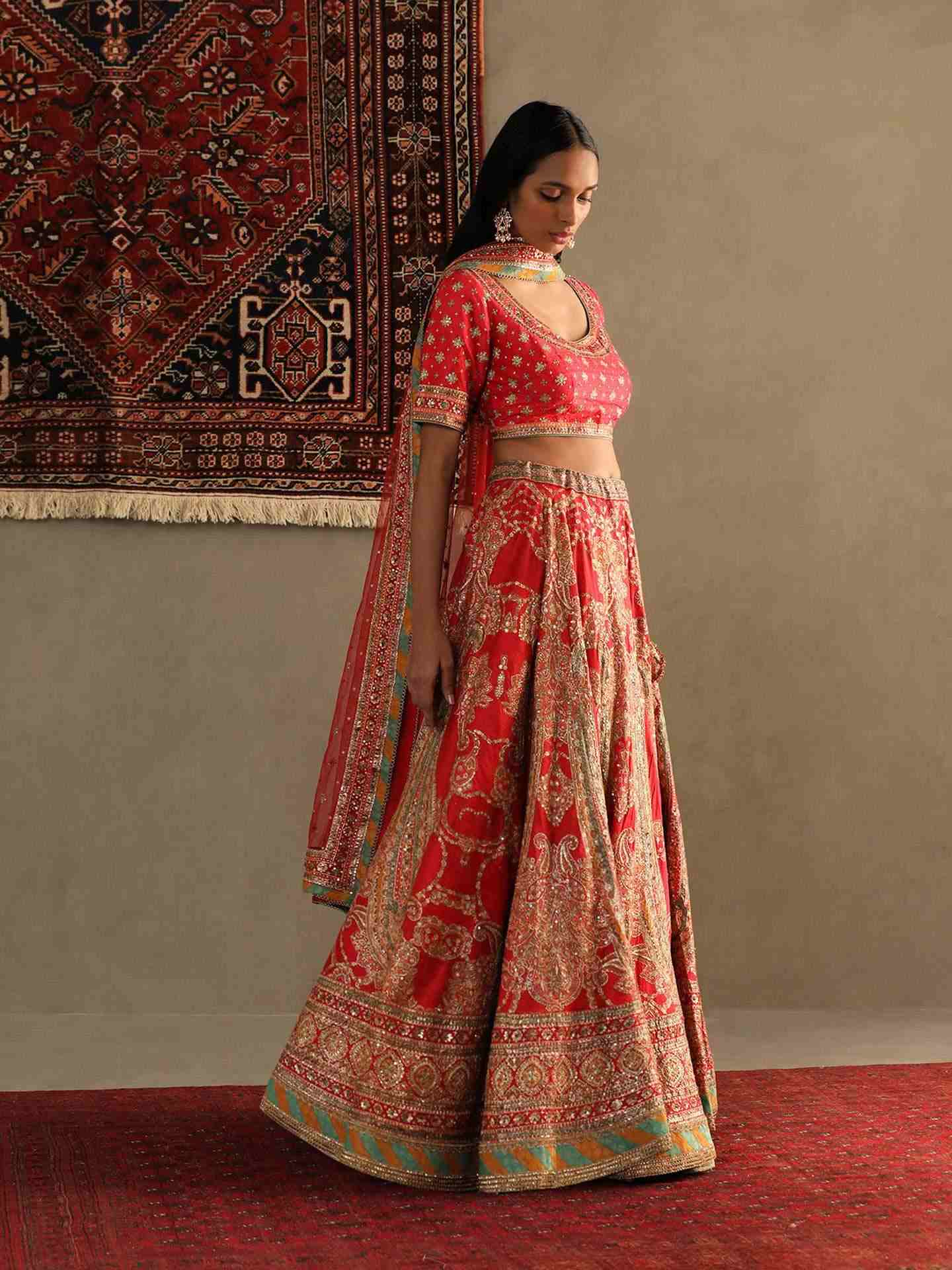 Red Rukmini Lehenga Set