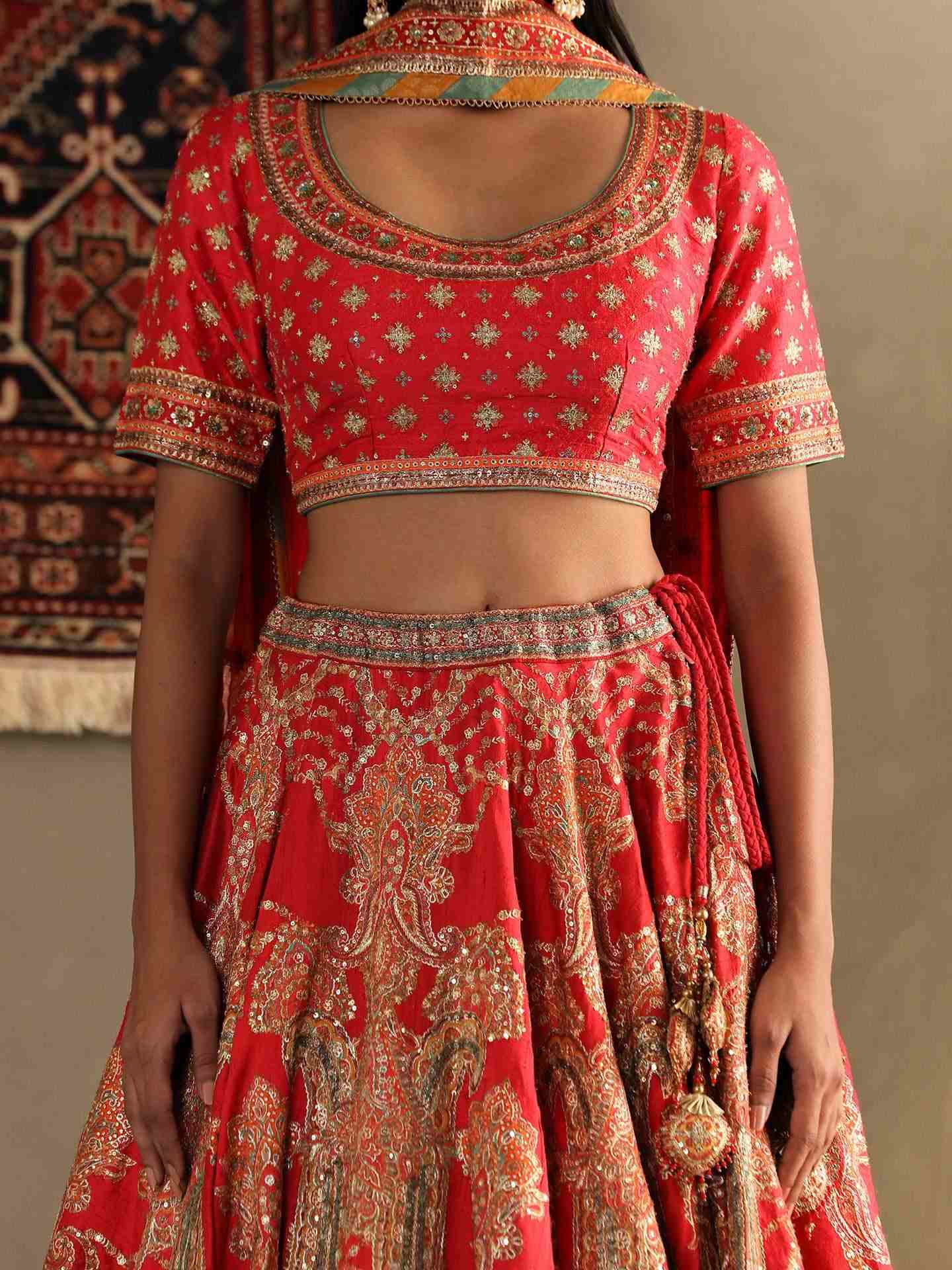 Red Rukmini Lehenga Set
