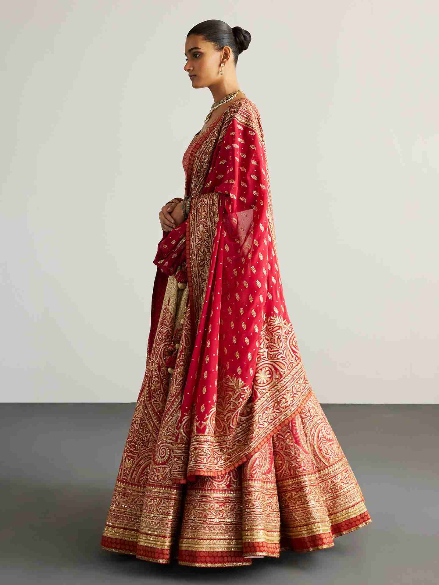 Offwhite & Red Ziba Lehenga Set