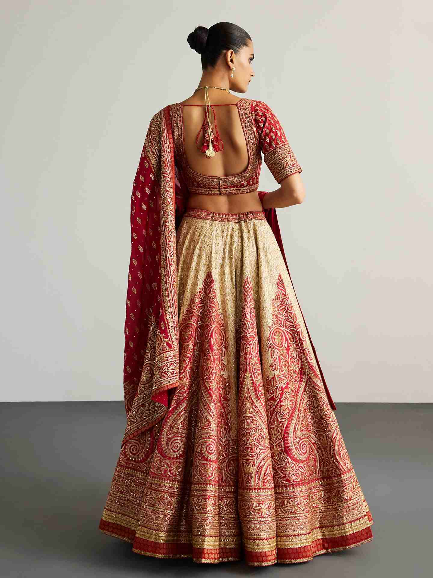 Offwhite & Red Ziba Lehenga Set