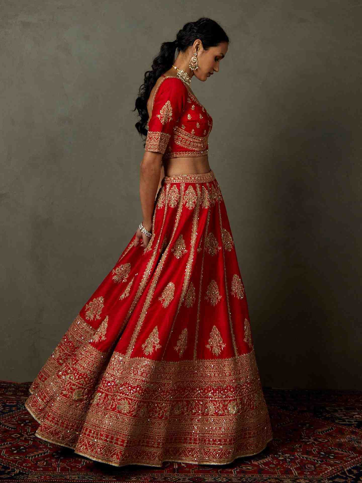 Red Koshi Lehenga Set