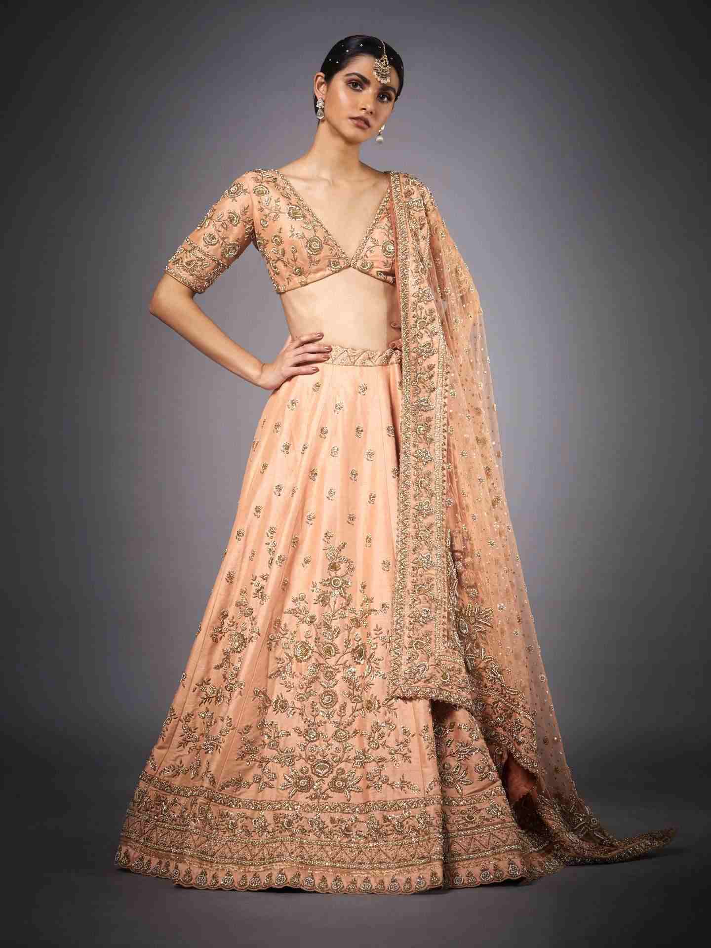 Peach & Gold Jayita Lehenga Set