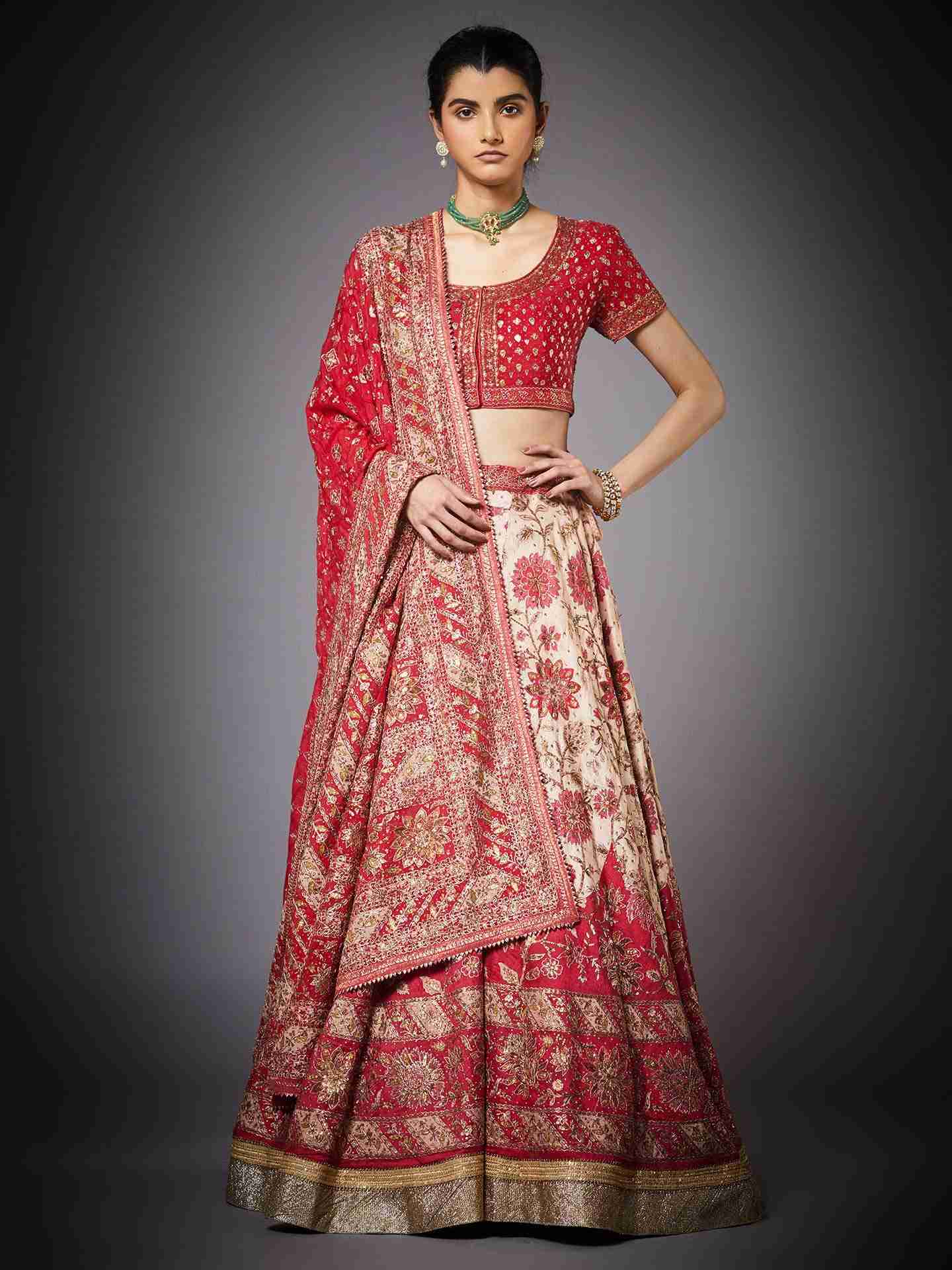 Red & Beige Prasad Lehenga Set