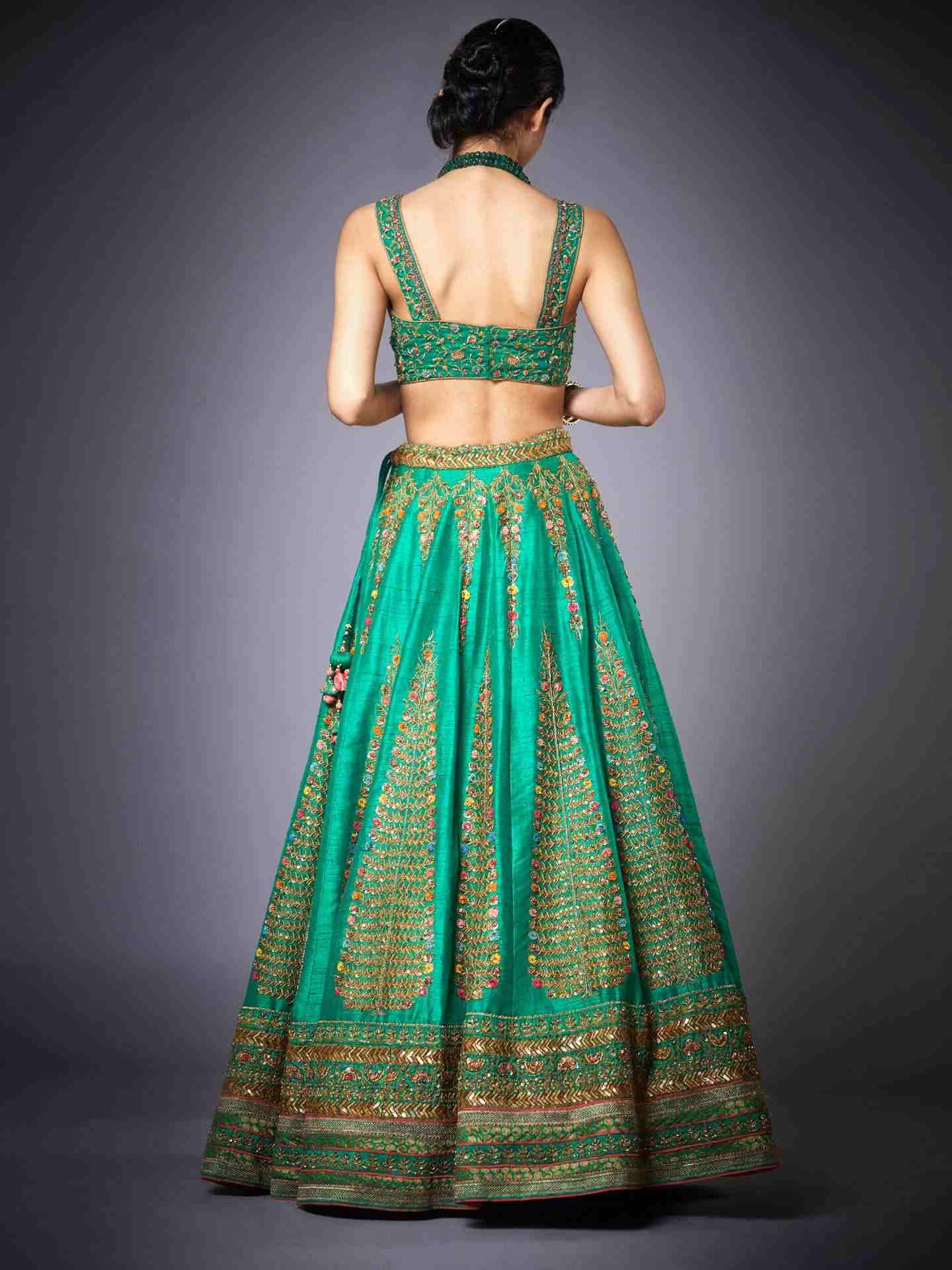 Forest Green & Peach Surya Lehenga Set