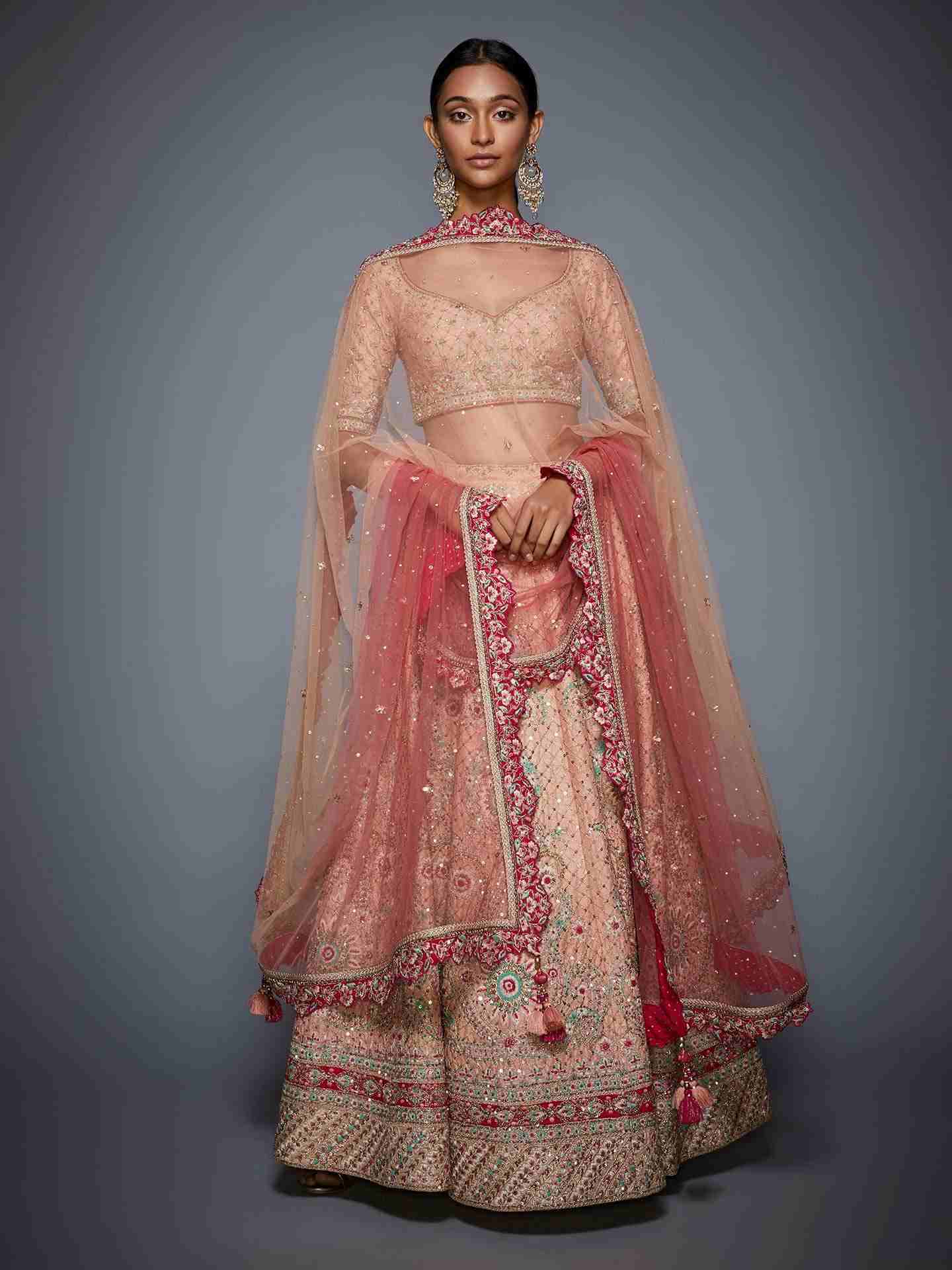 Peach & Pink Anokhi Lehenga Set
