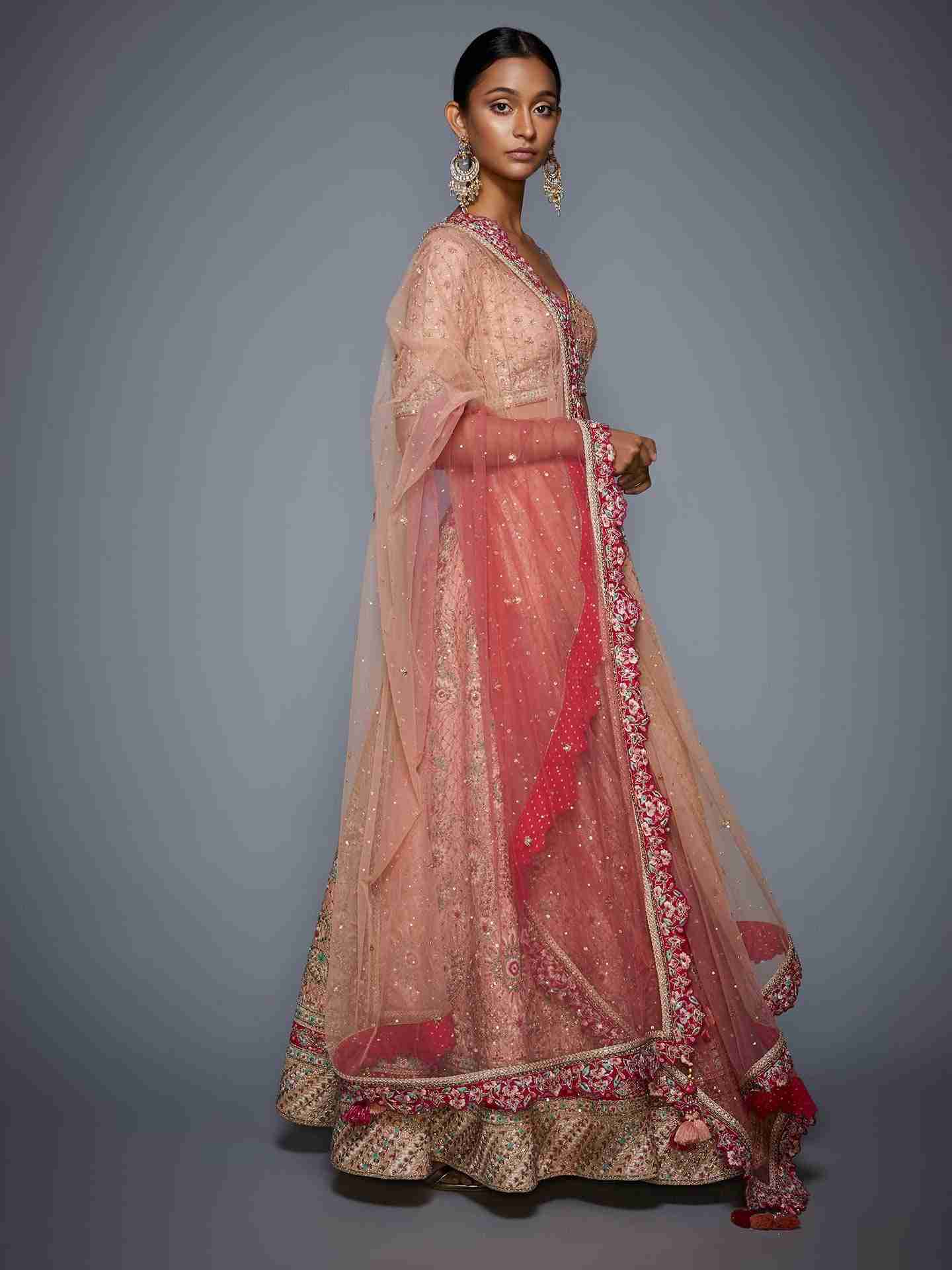 Peach & Pink Anokhi Lehenga Set