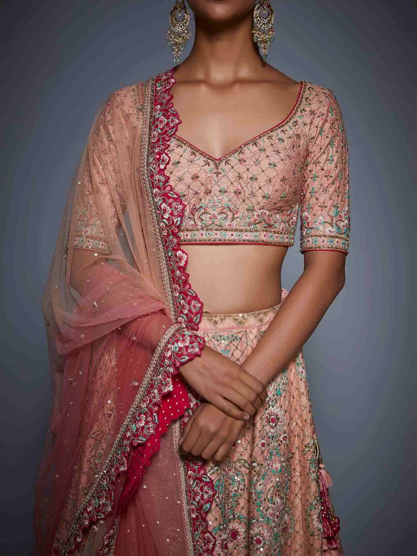 Peach & Pink Anokhi Lehenga Set