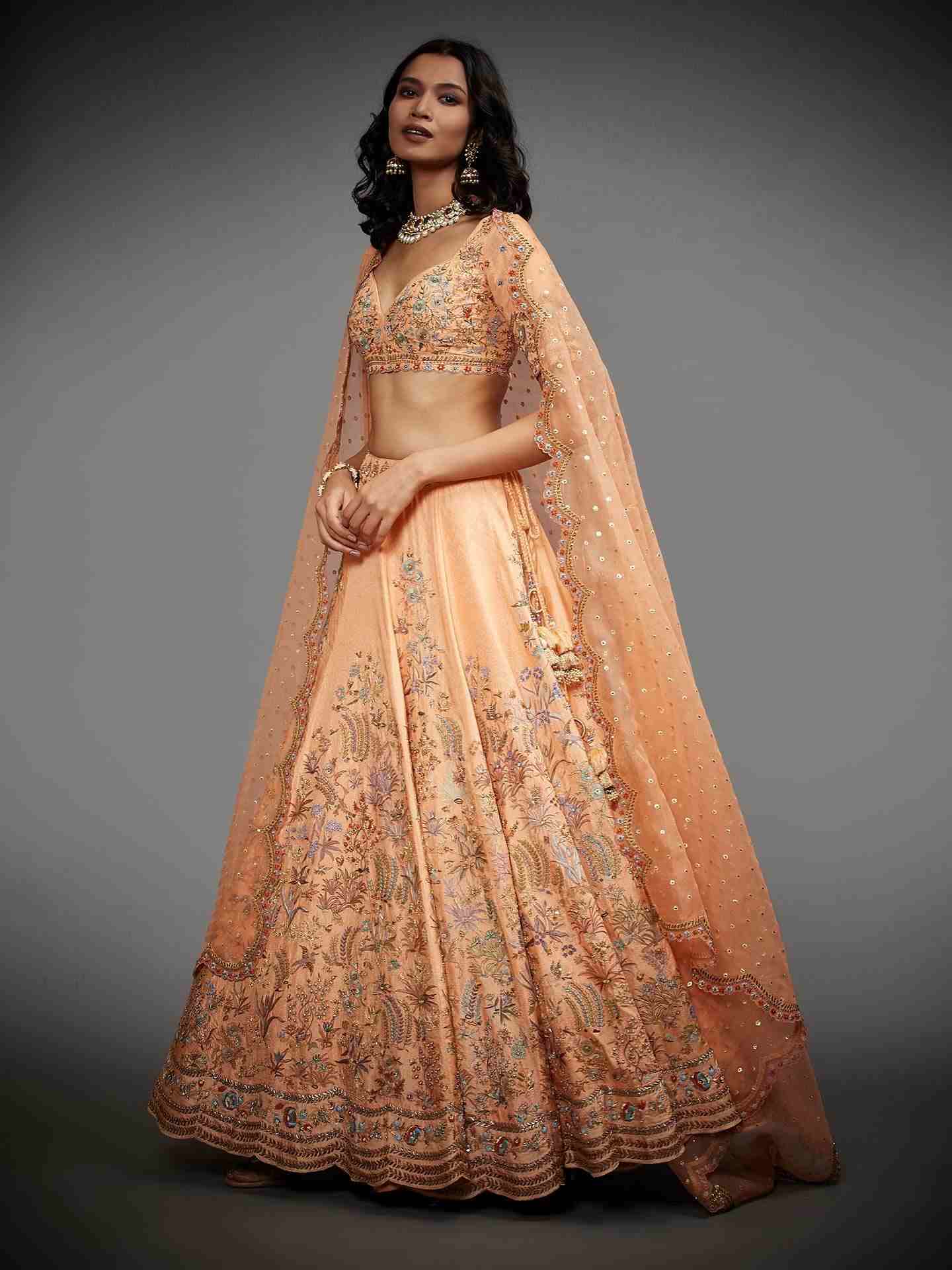 Peach & Multi Nazli Lehenga Set