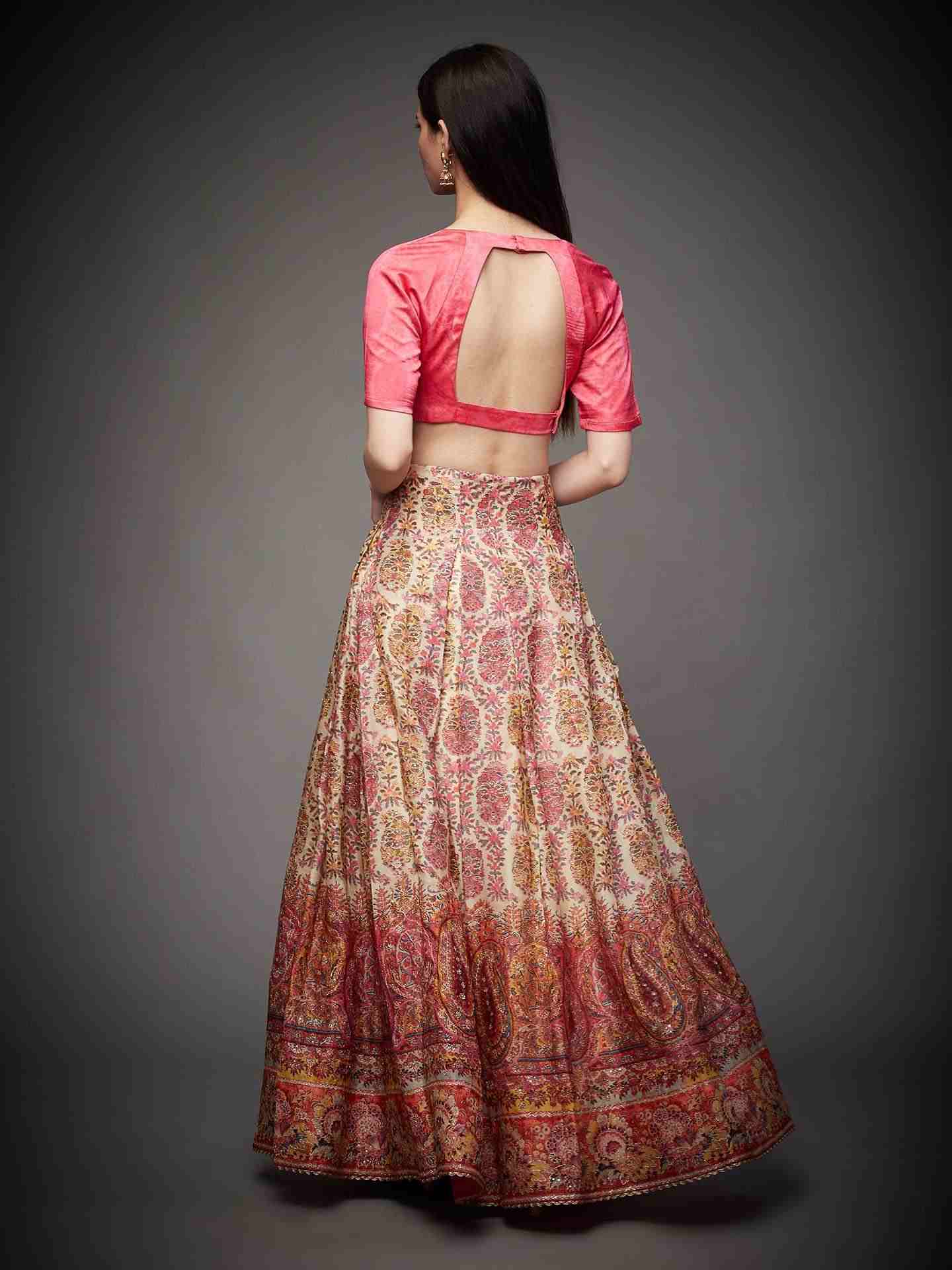 Ecru & Punch Pink Emily Lehenga Set