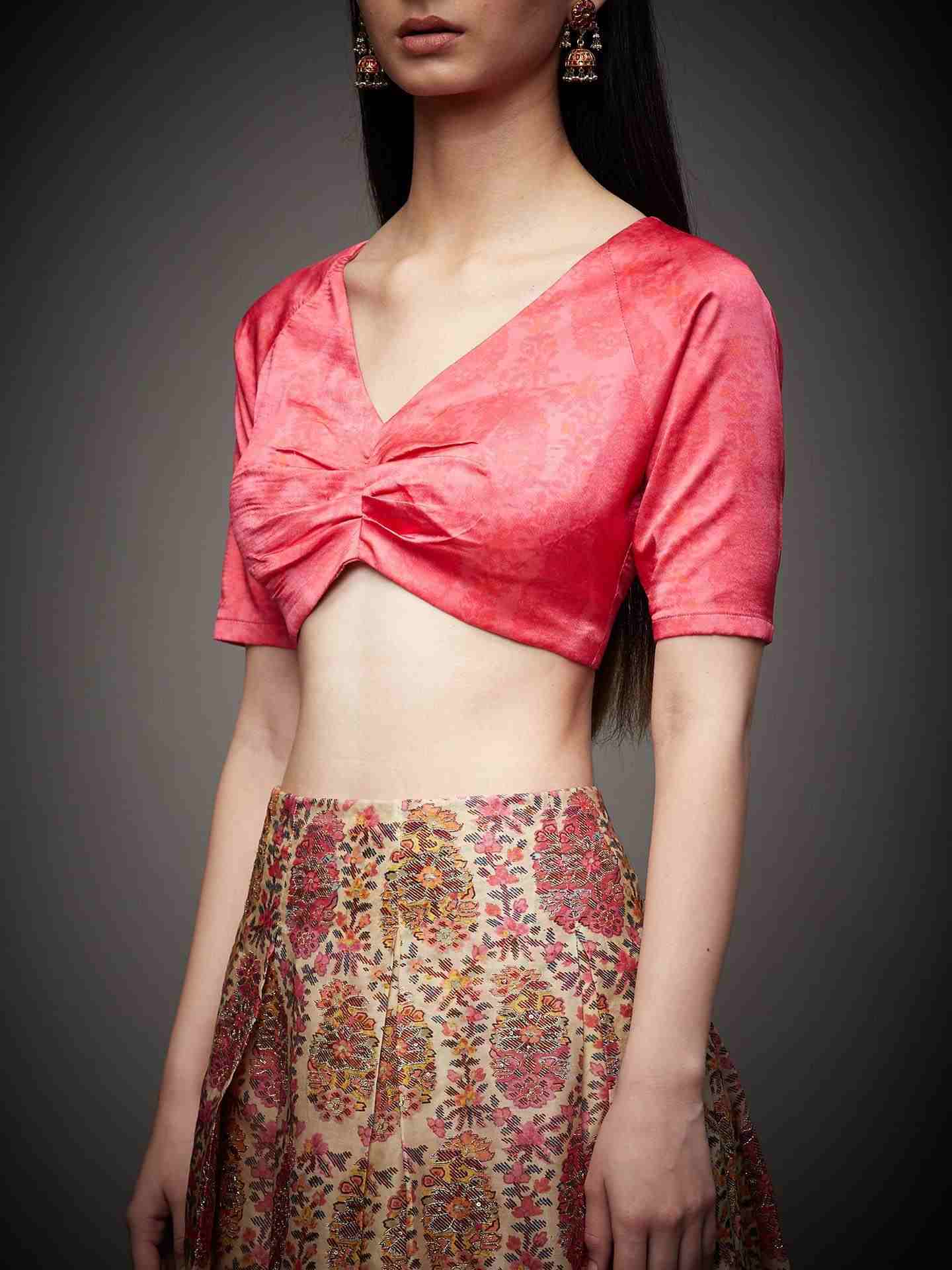 Ecru & Punch Pink Emily Lehenga Set