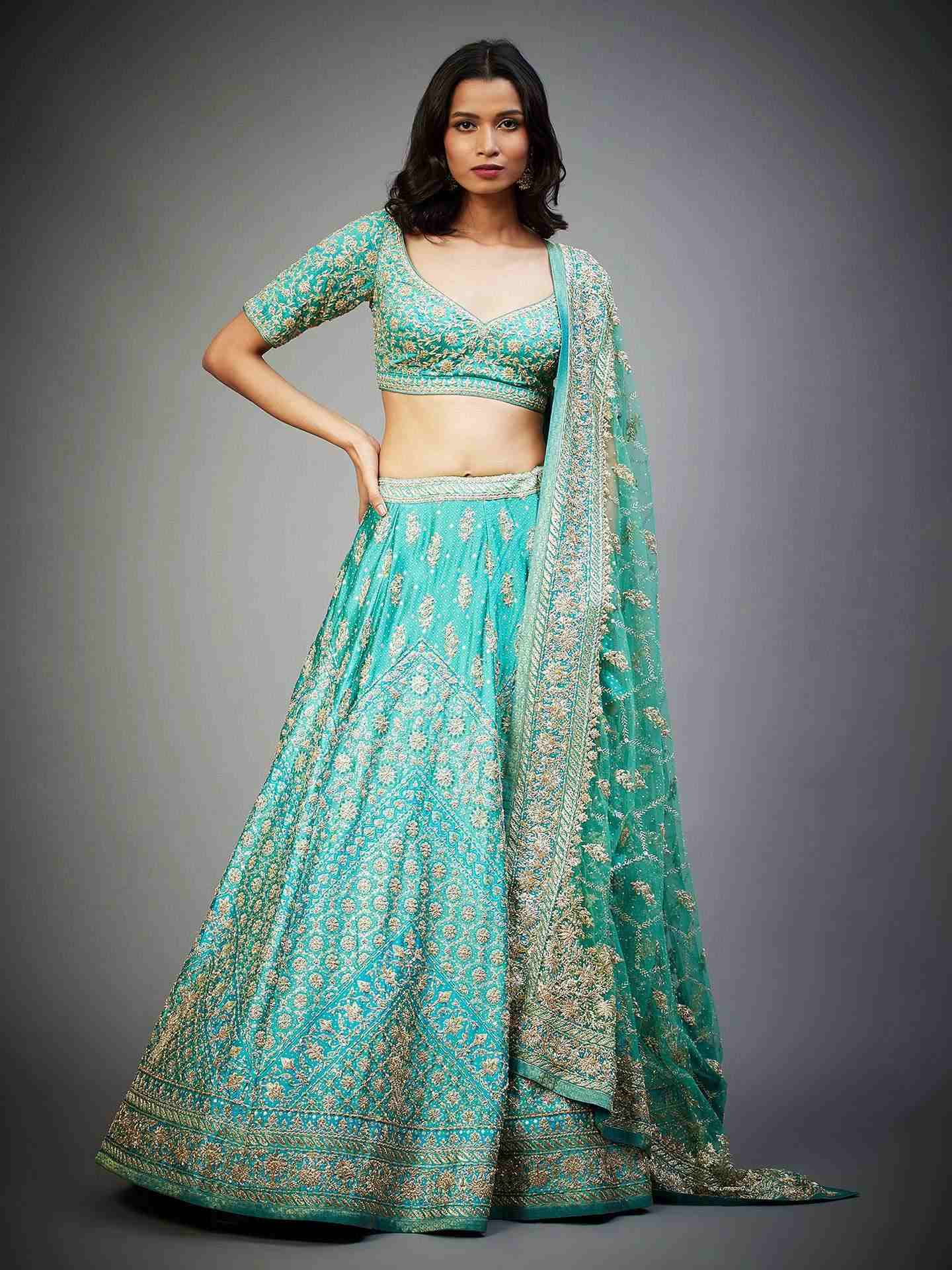 Jade & Sea Green Tania Zardozi Lehenga Set