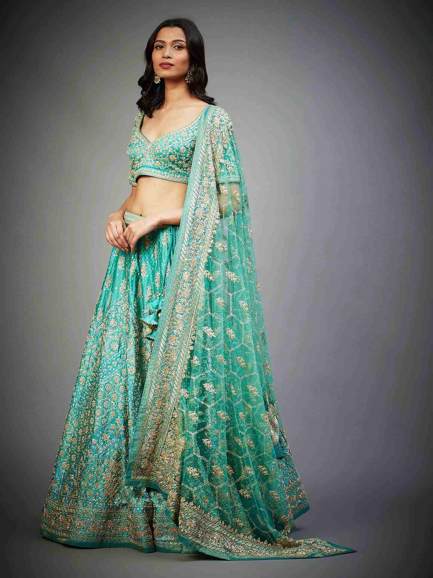 Jade & Sea Green Tania Zardozi Lehenga Set