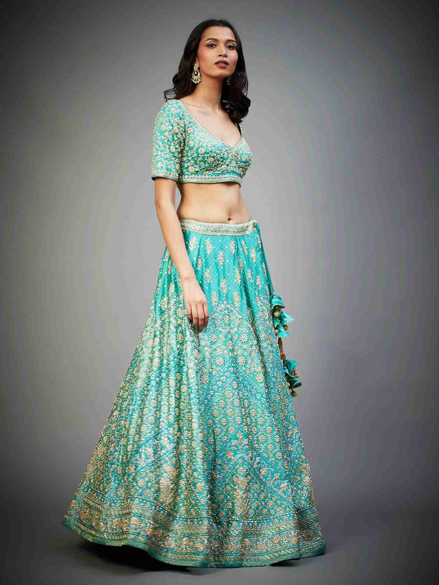 Jade & Sea Green Tania Zardozi Lehenga Set