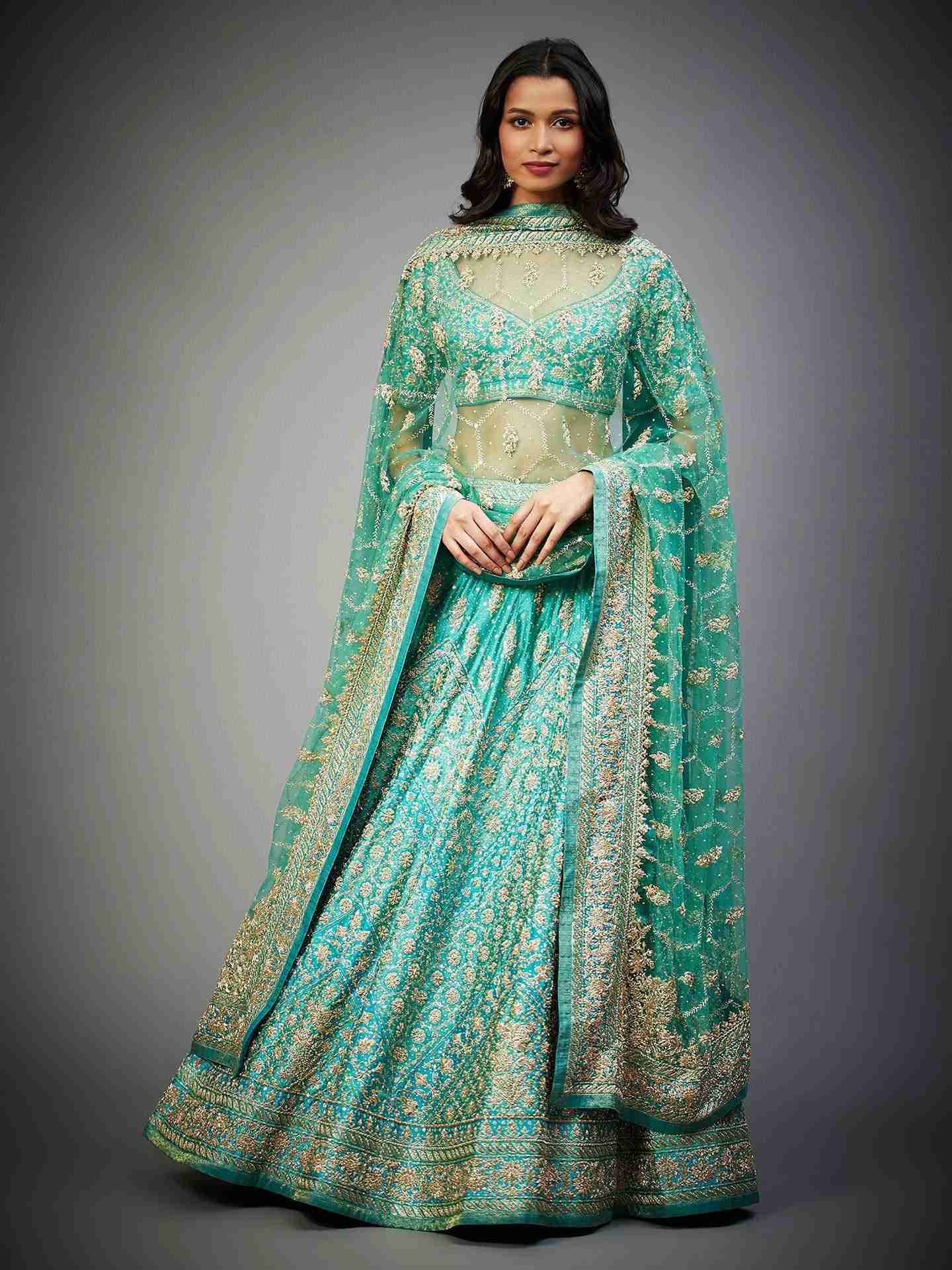 Jade & Sea Green Tania Zardozi Lehenga Set