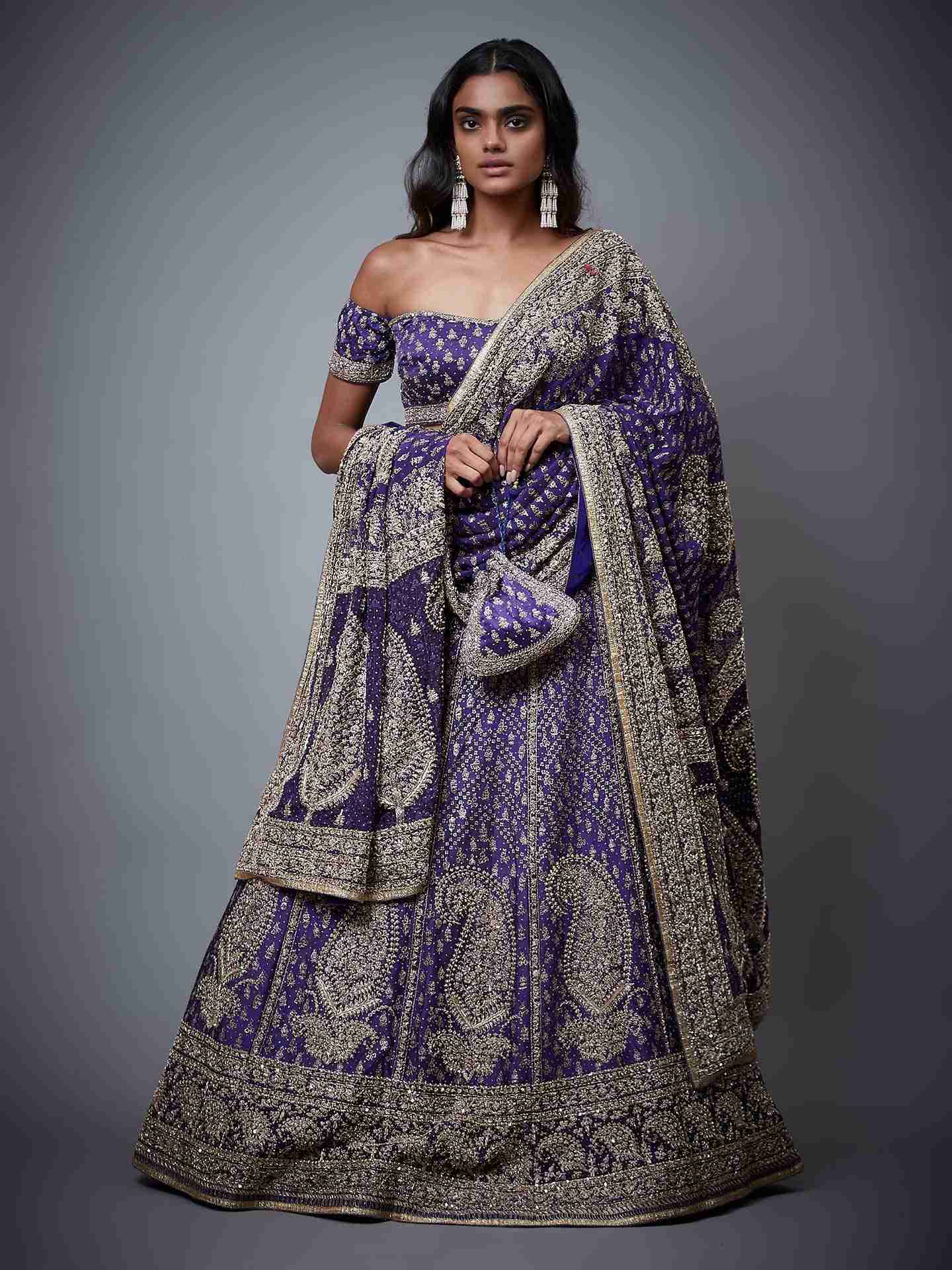 Purple Daya Zardozi Lehenga Set