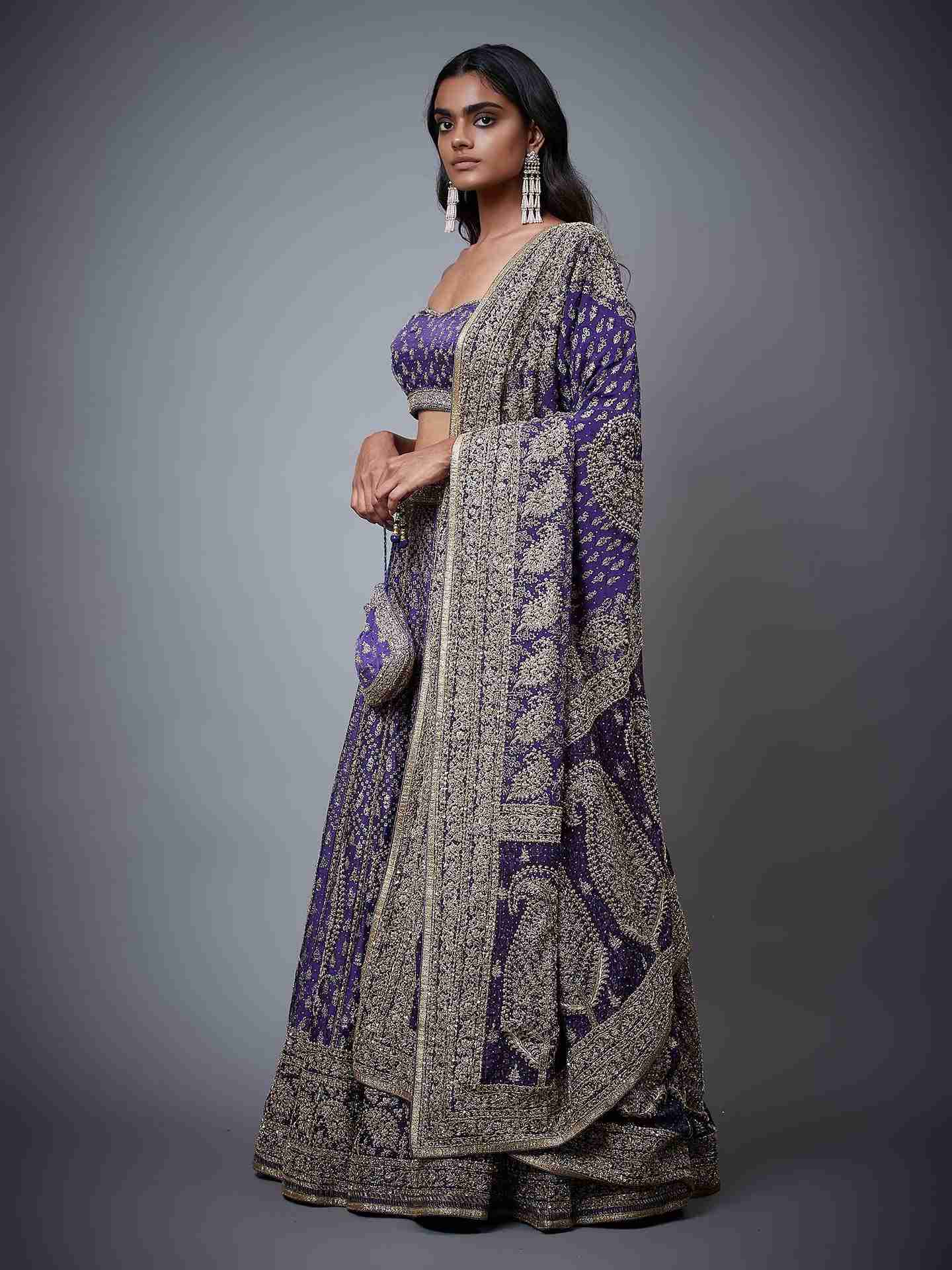 Purple Daya Zardozi Lehenga Set