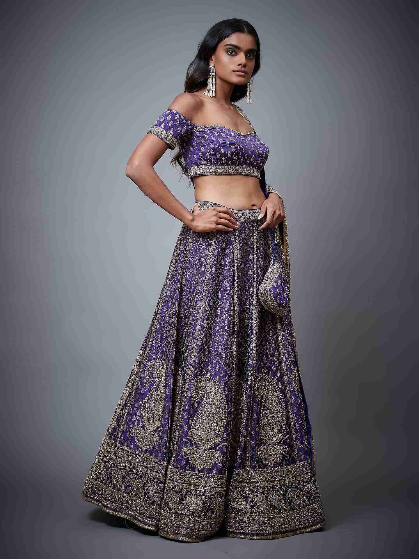 Purple Daya Zardozi Lehenga Set