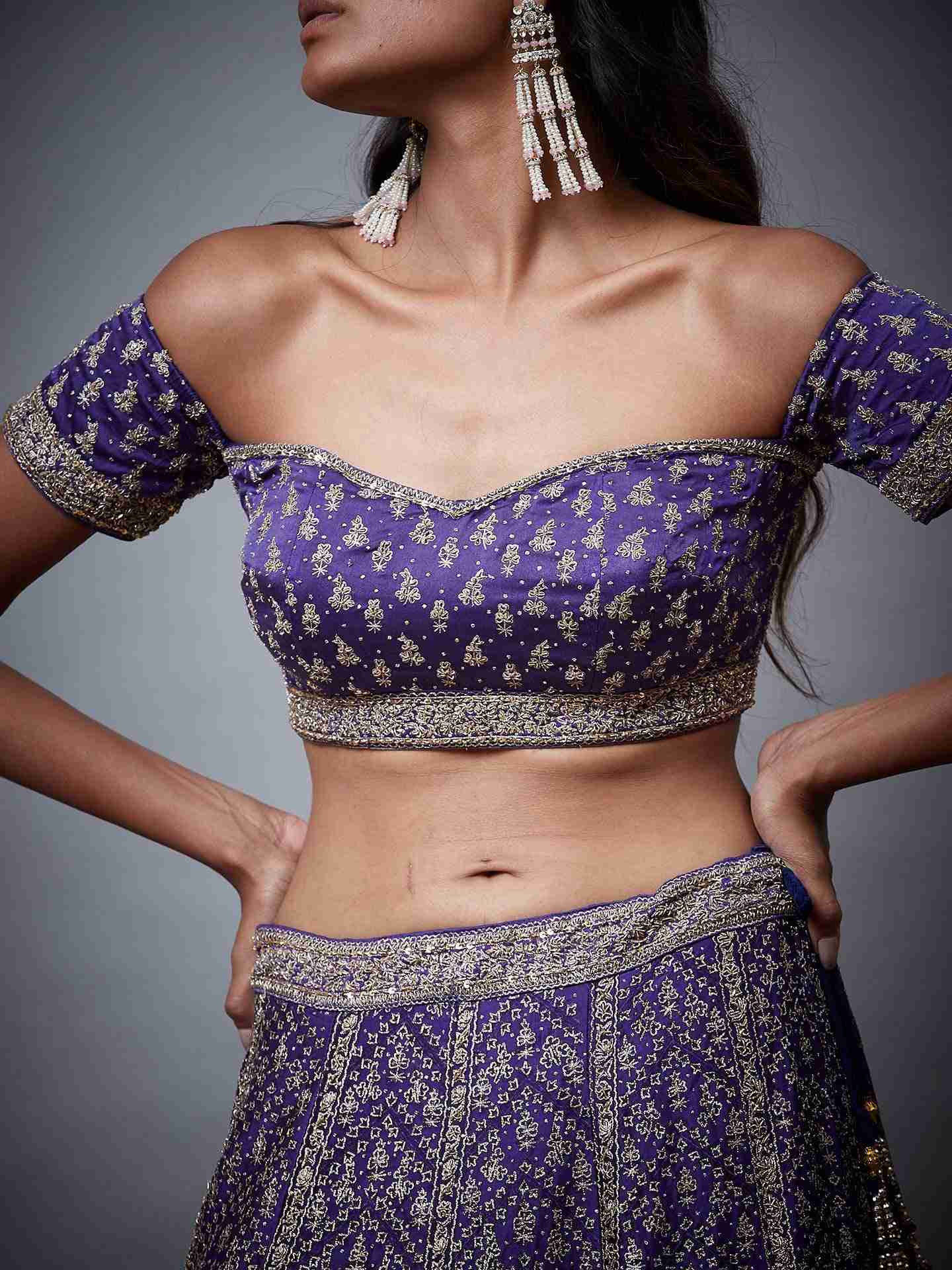 Purple Daya Zardozi Lehenga Set