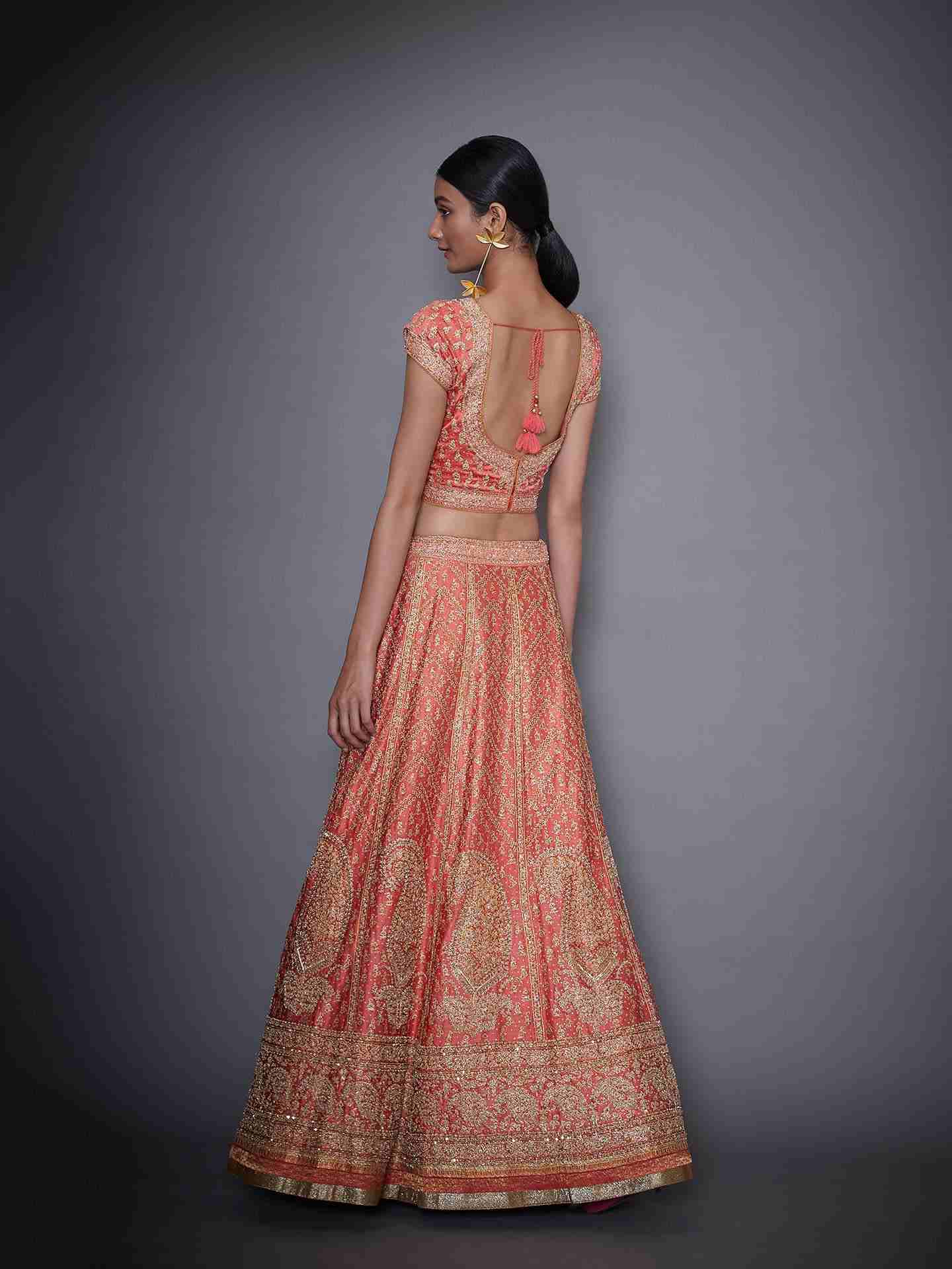 Coral Daya Zardozi Lehenga Set